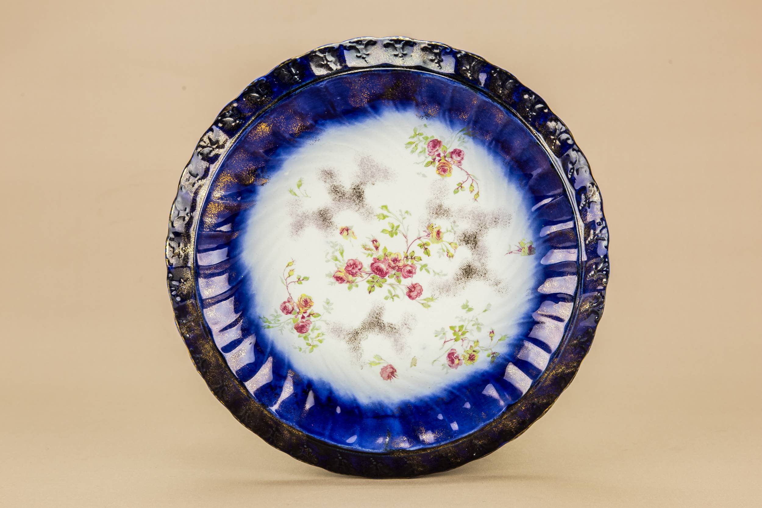 Antique Beautiful Porcelain — Flow blue cake platter