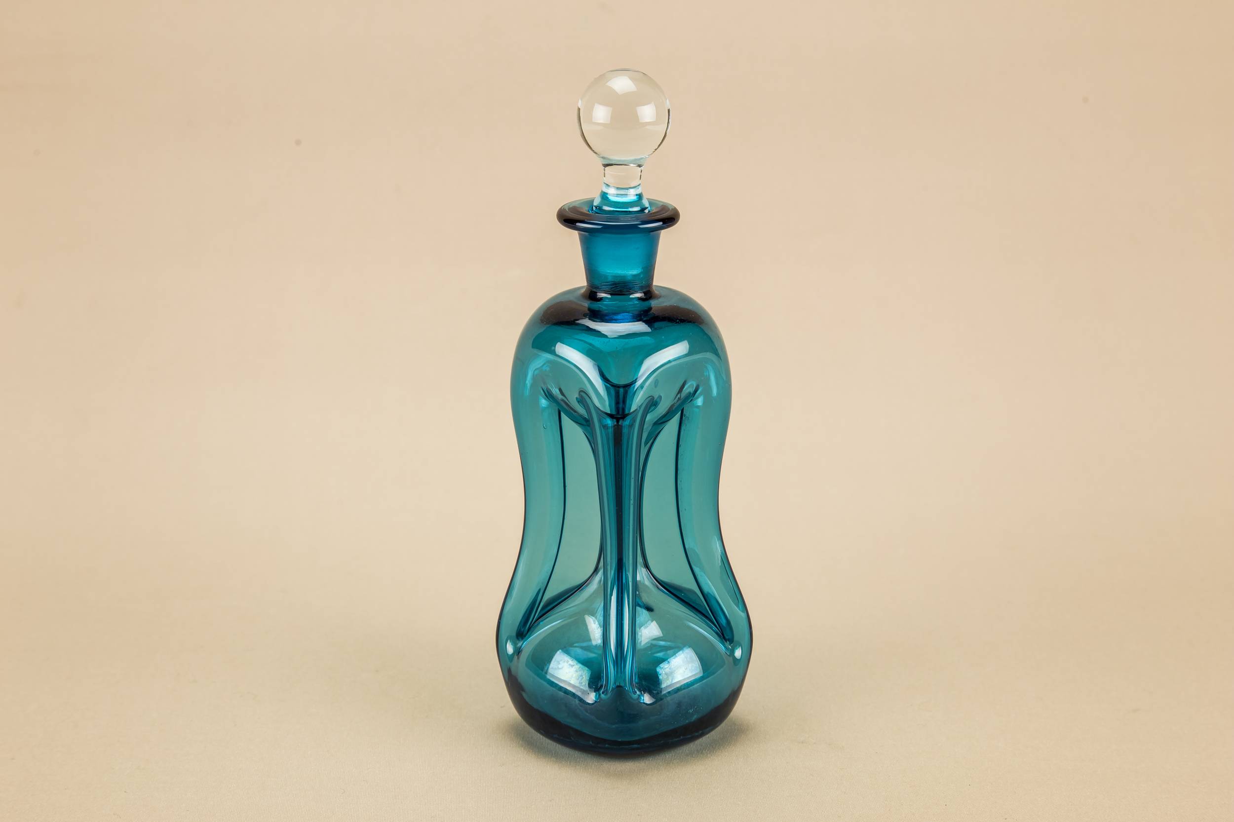 Vintage Modernist Whisky — Hourglass blue decanter