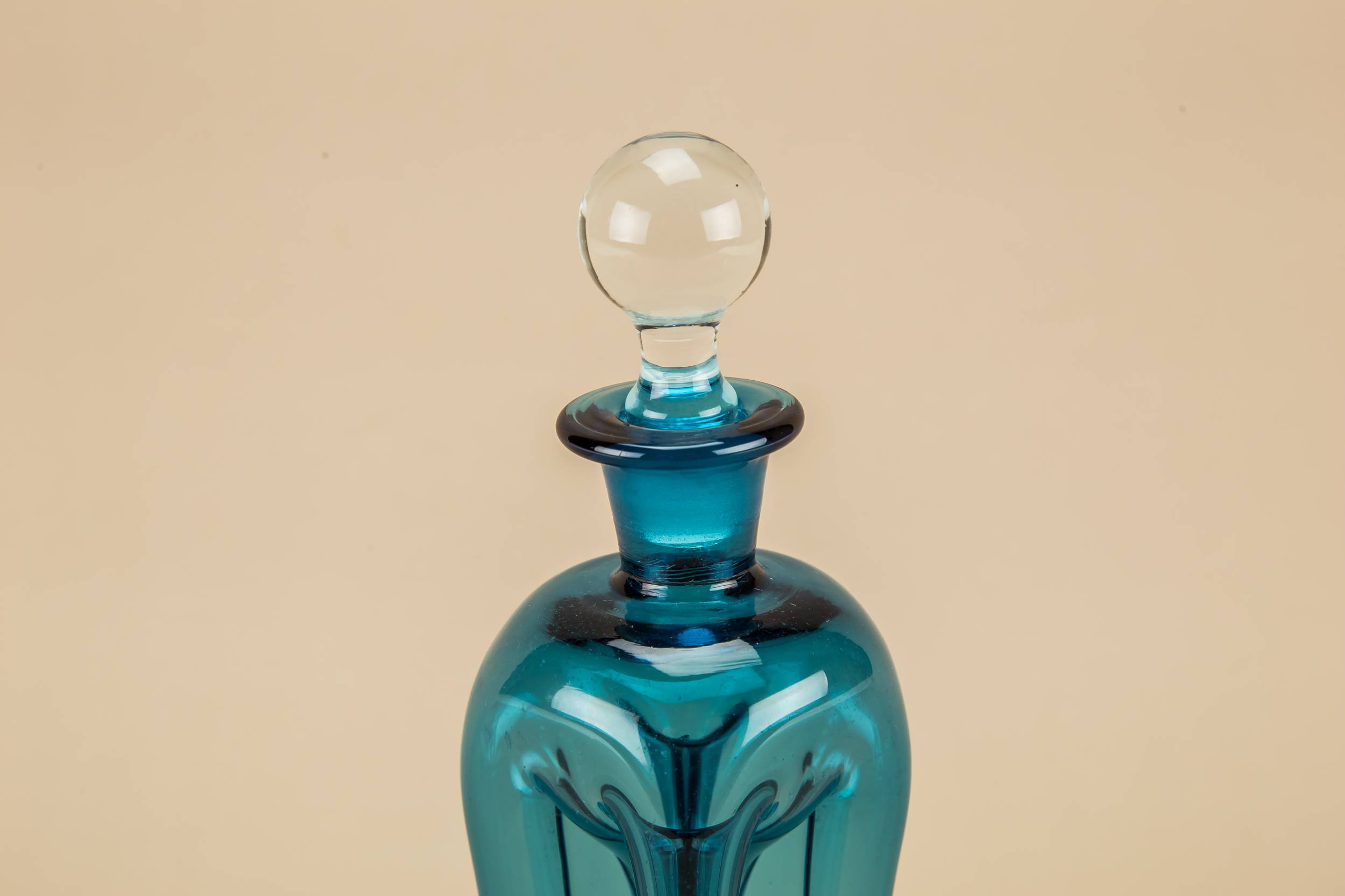 Vintage Modernist Whisky — Hourglass blue decanter 2