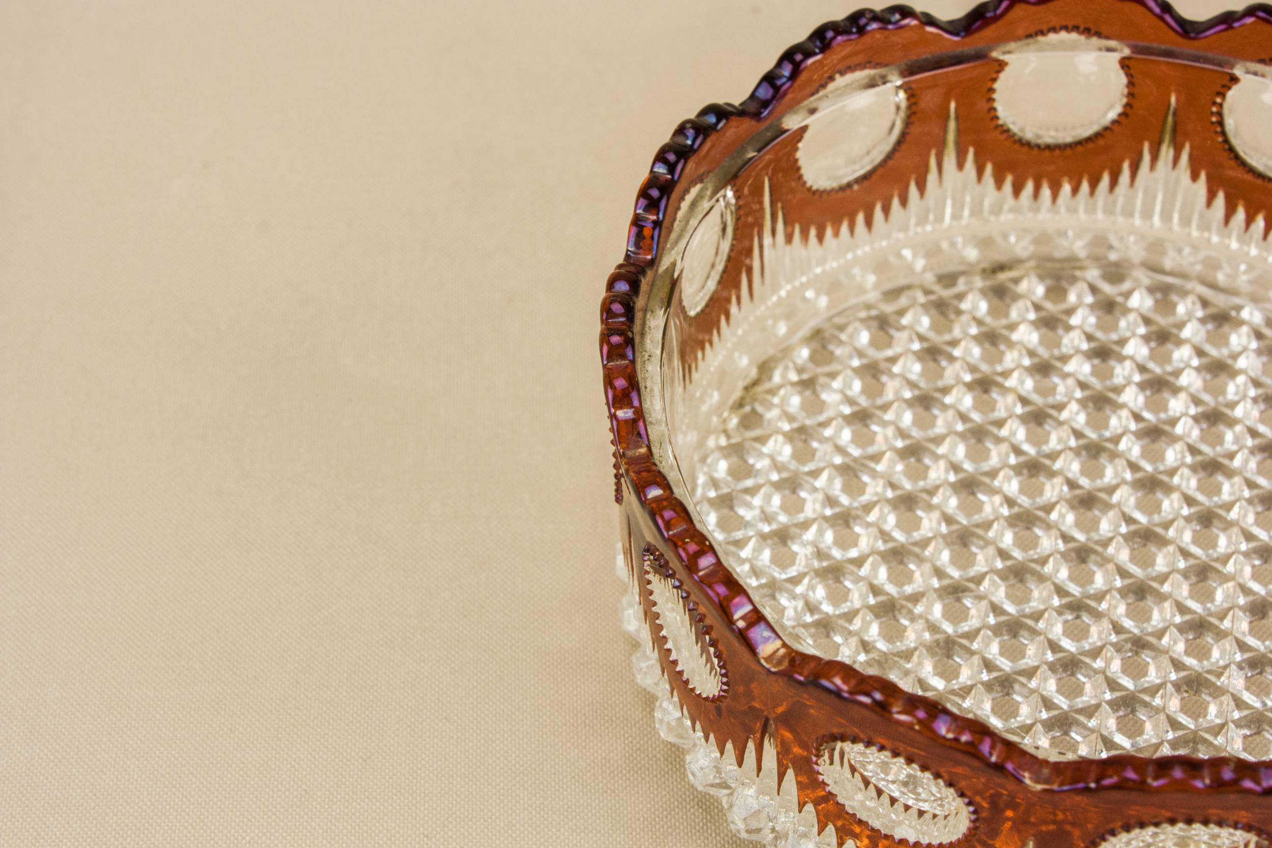 Vintage Elegant Glass — Cranberry red glass coaster 1