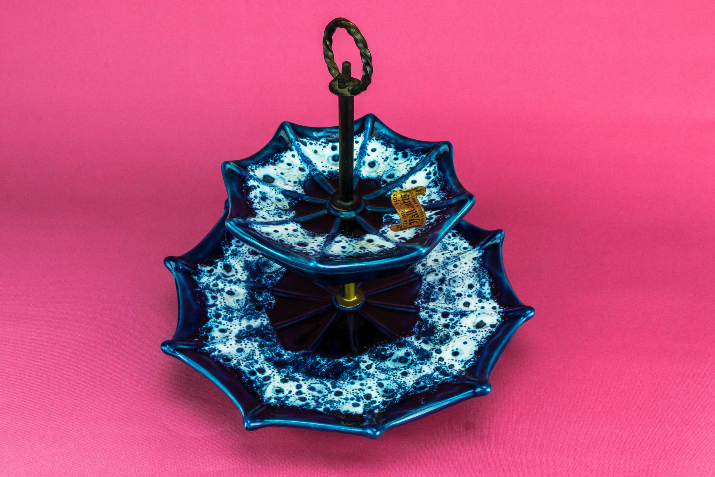 Vintage Modernist Lava — Vallauris pottery cake stand 1