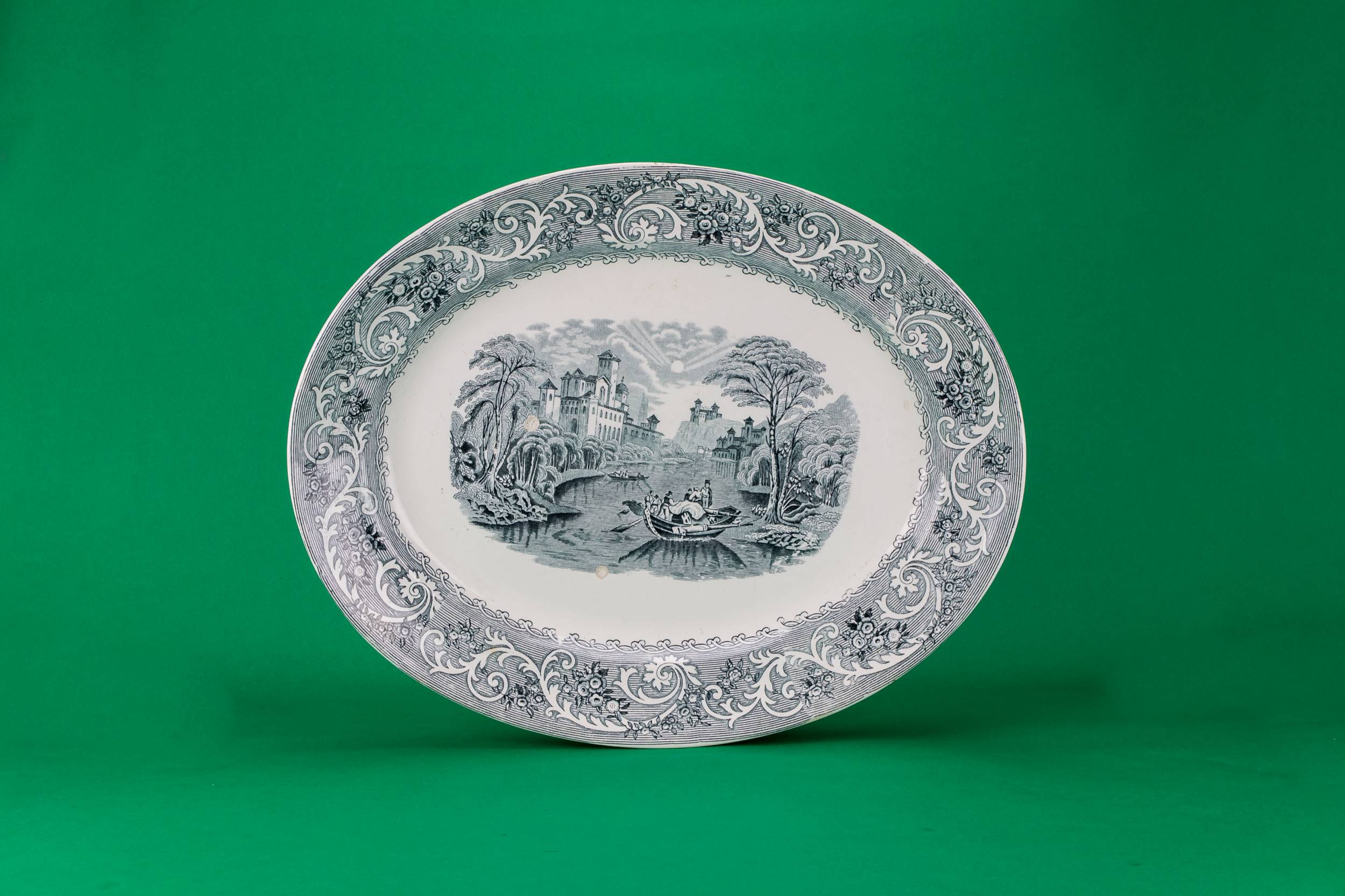 Antique Opulent Rhine — High Victorian pottery platter