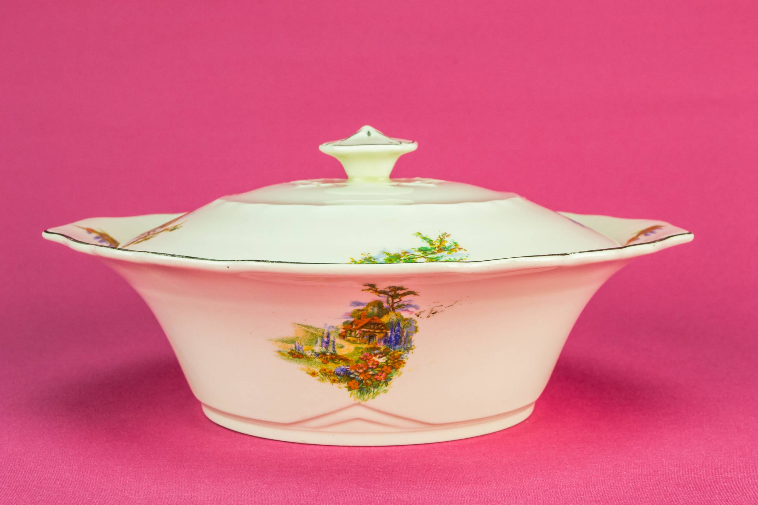 Vintage Bold Cottage — Pottery serving tureen 3
