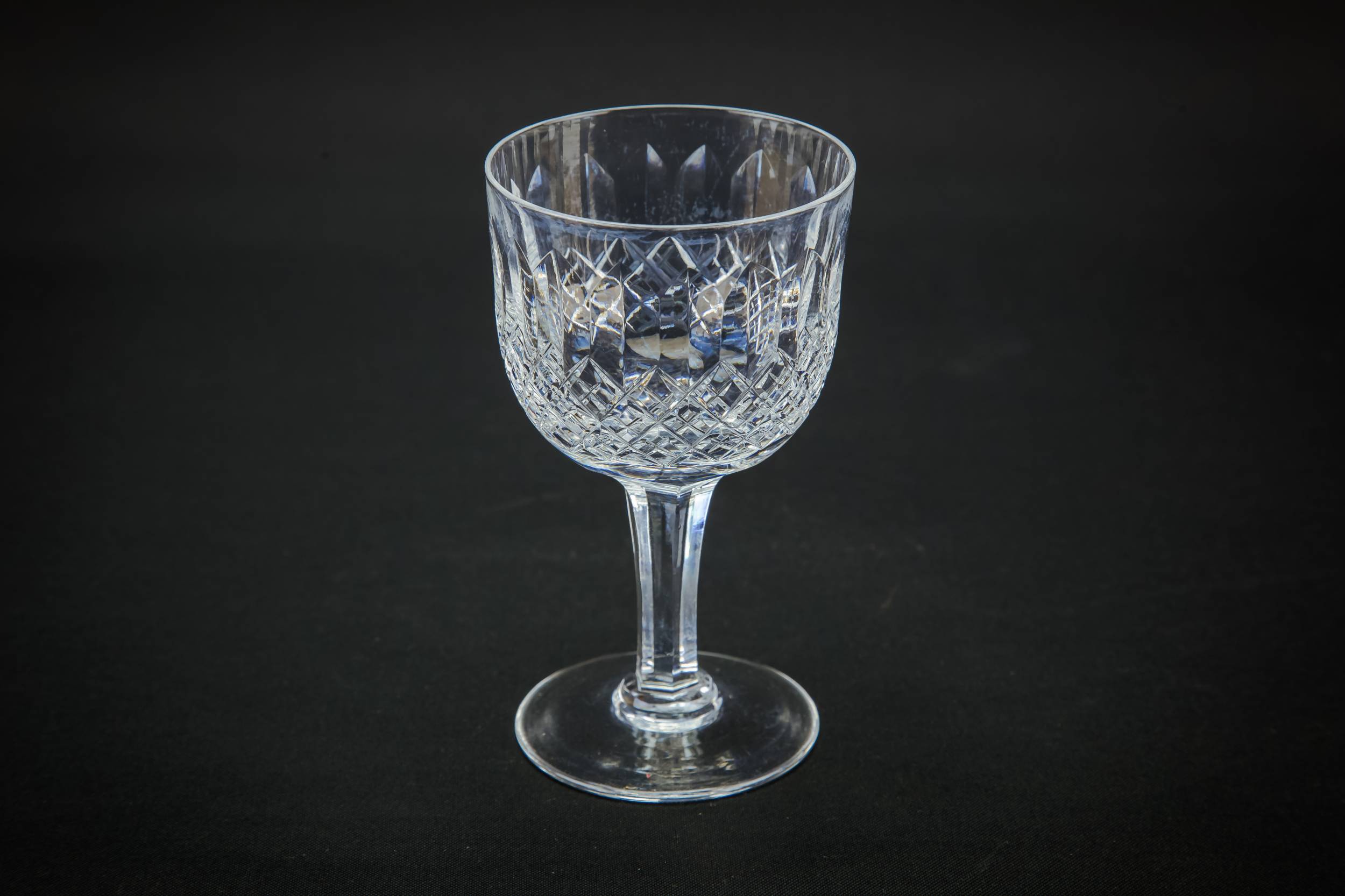 Crystal Vintage Crosshatch — 3 Thomas Webb wine glasses