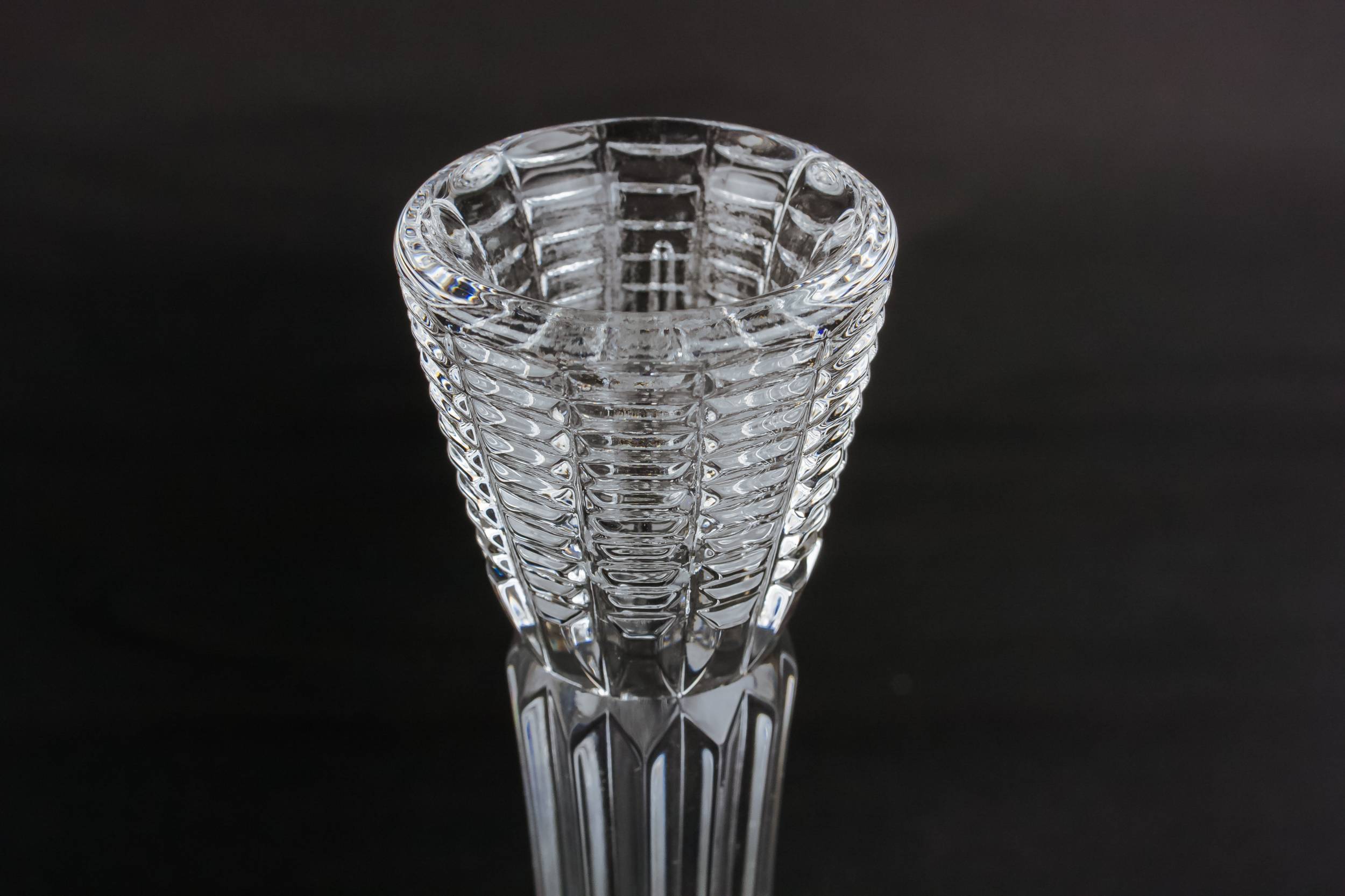 Vintage Elegant CANDLESTICKS — 2 Modernist glass candlesticks 1
