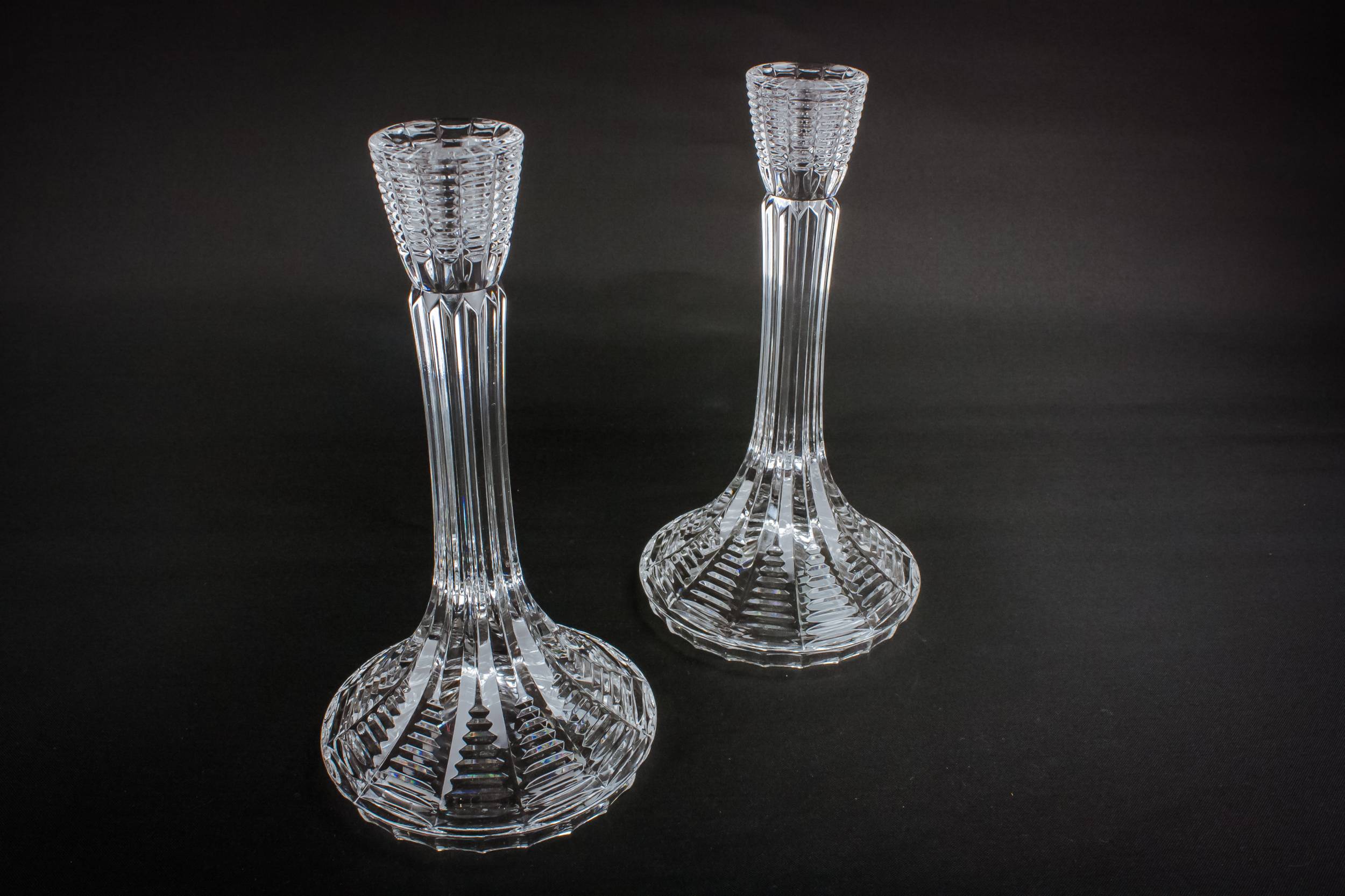 Vintage Elegant CANDLESTICKS — 2 Modernist glass candlesticks 3