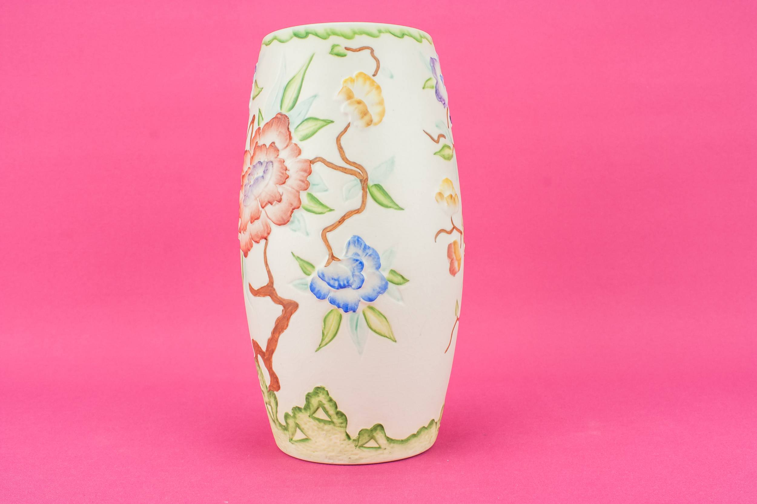 Mid-Century Modern Pottery — Colourful floral vase 1