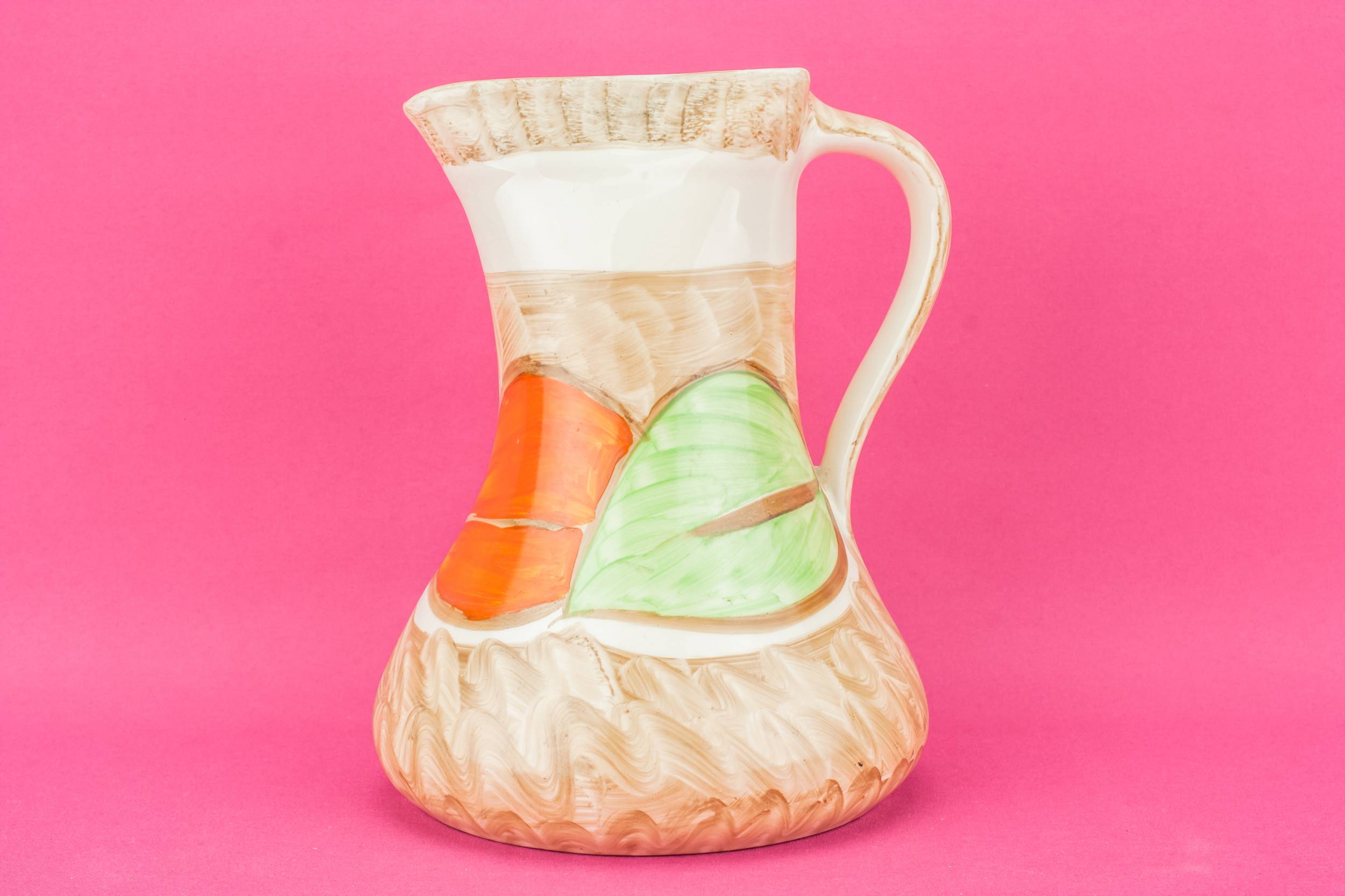 Modernist Pottery Leaves — Orange pottery jug
