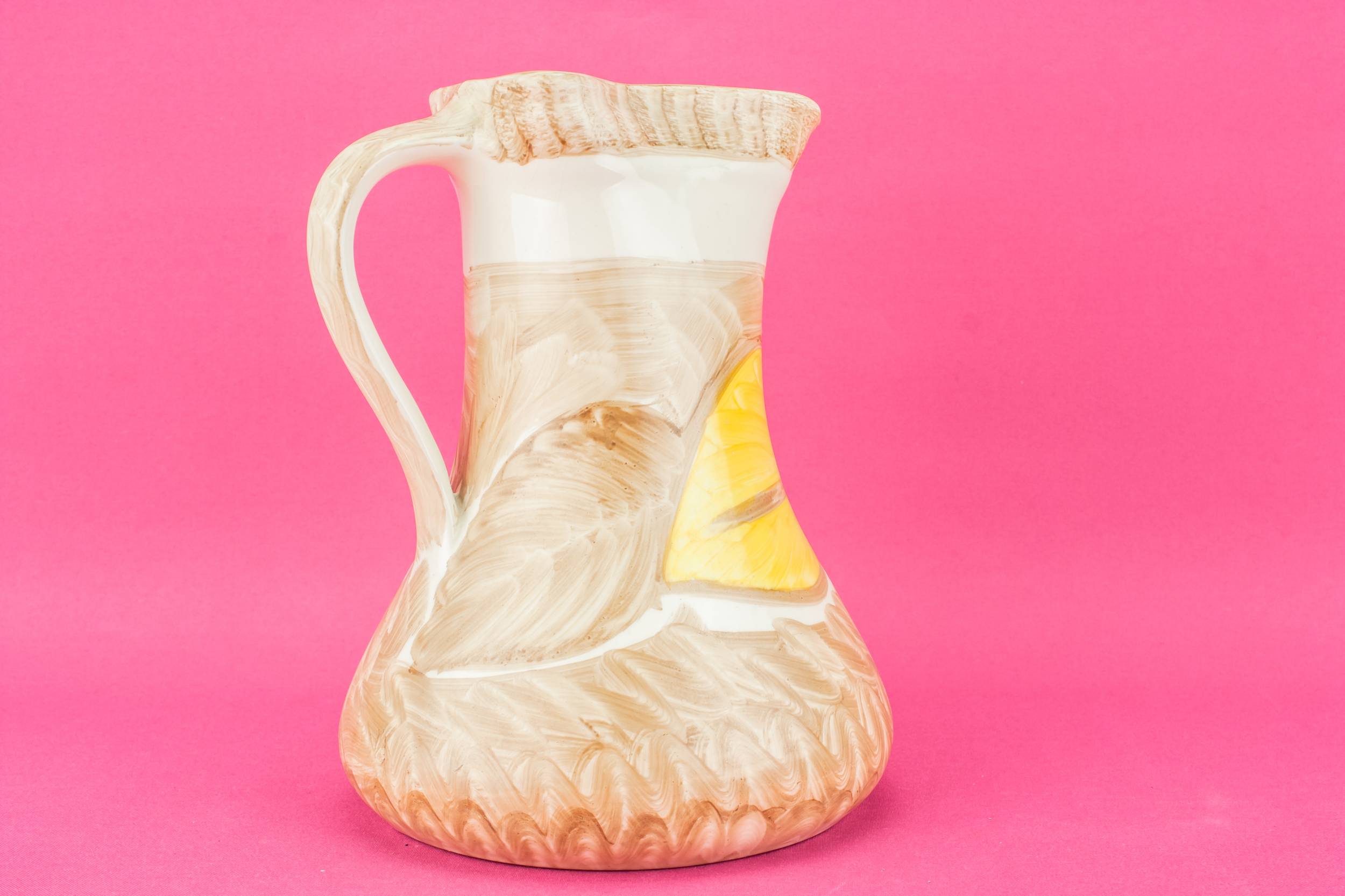 Modernist Pottery Leaves — Orange pottery jug 3