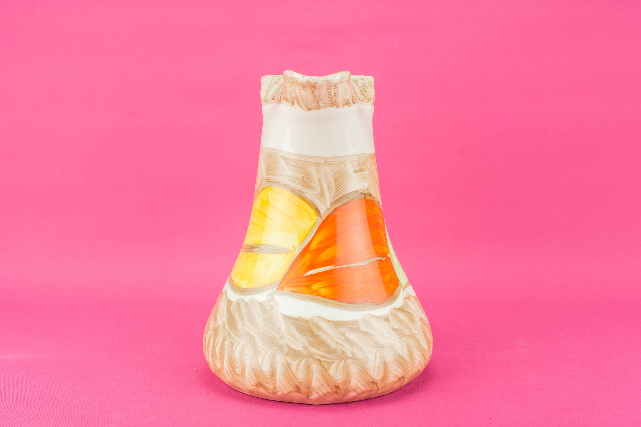 Modernist Pottery Leaves — Orange pottery jug 1