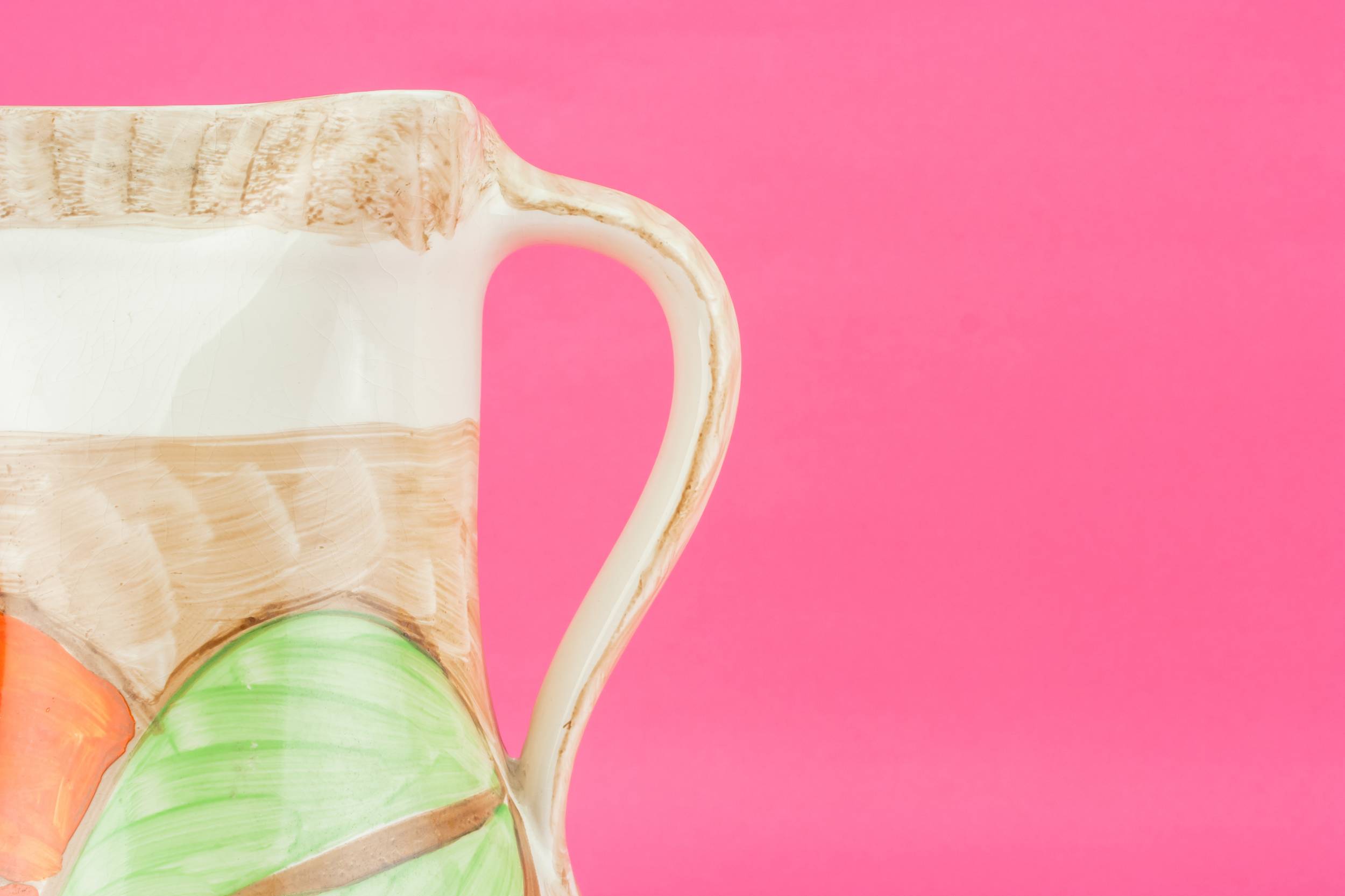 Modernist Pottery Leaves — Orange pottery jug 2