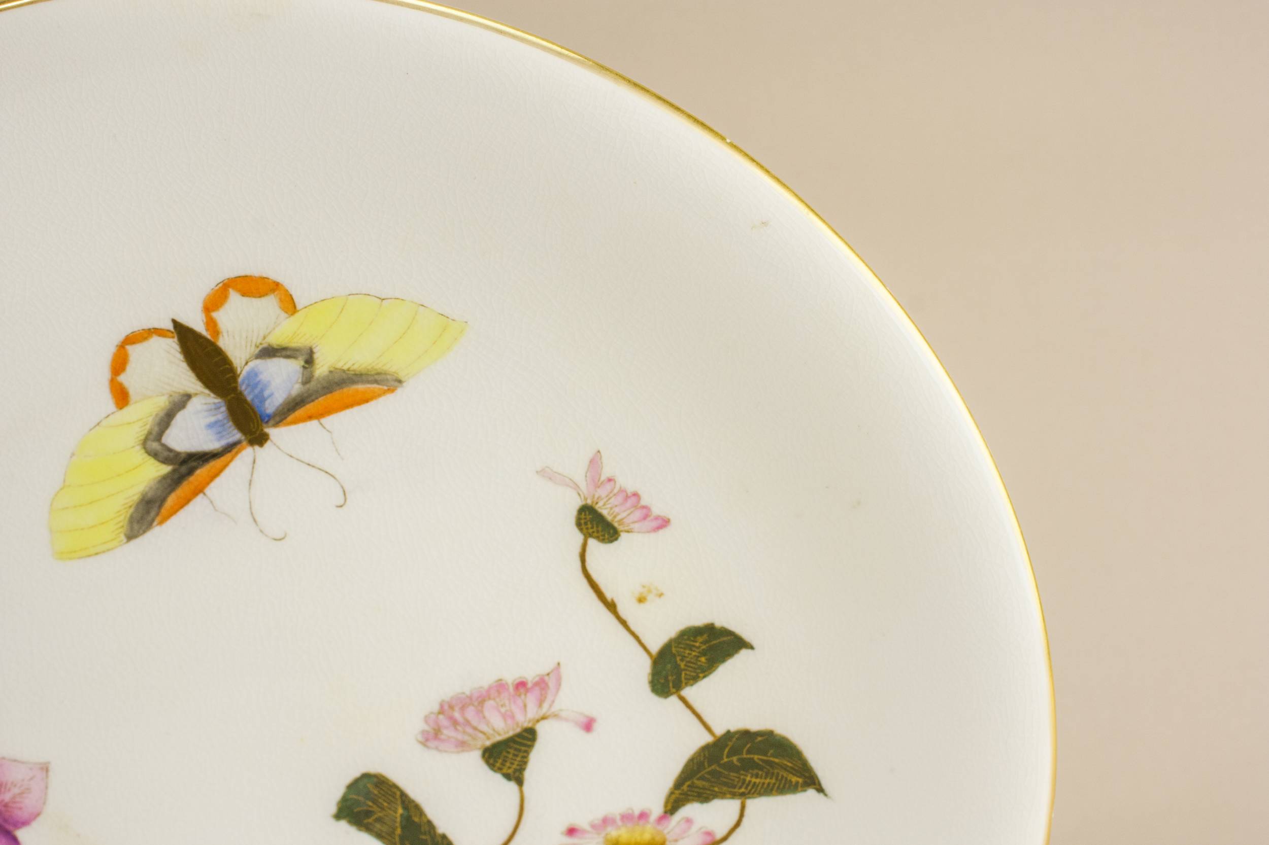Antique Pottery Flower — Royal Worcester pottery plate 1