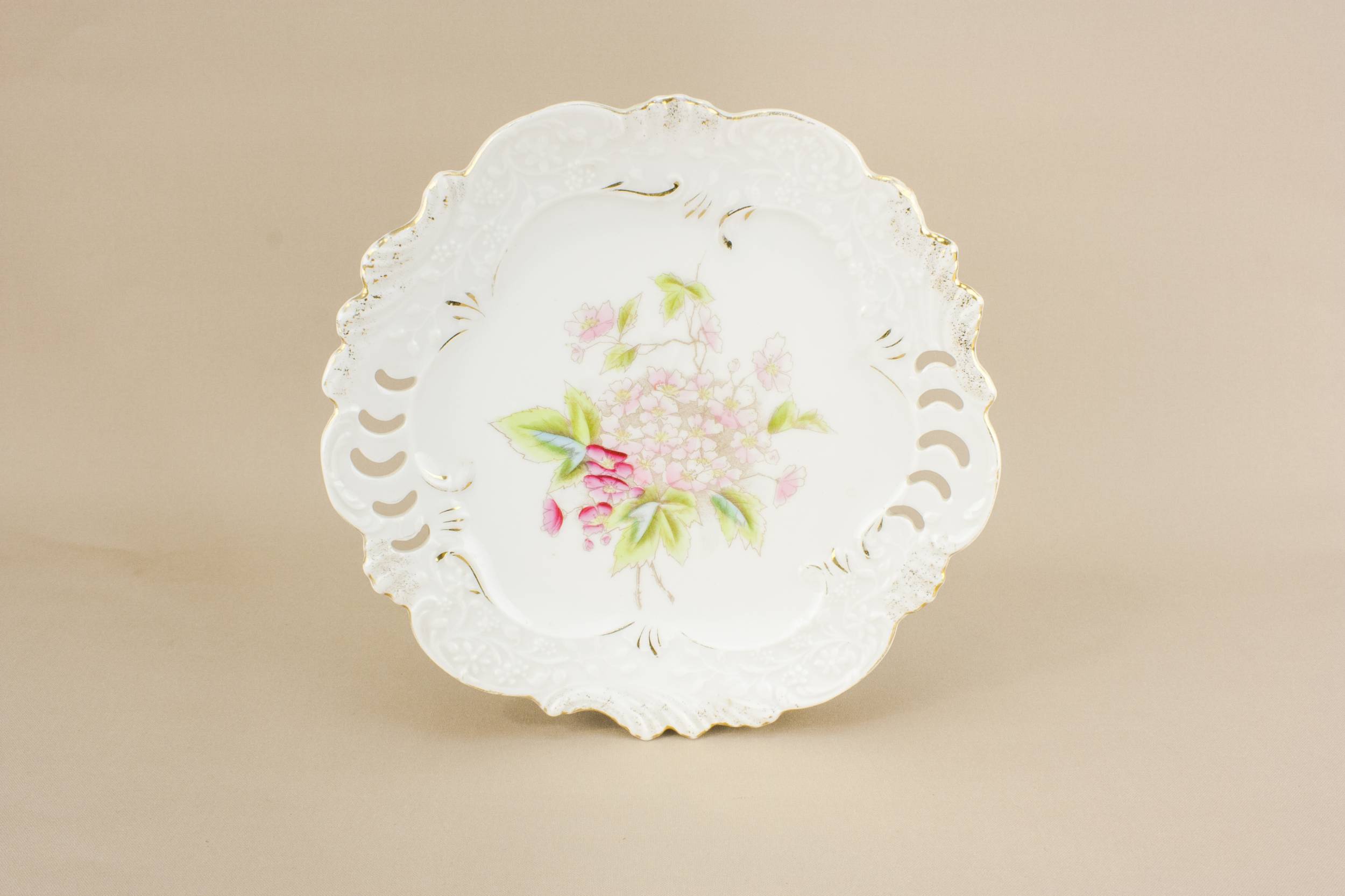 Porcelain Antique Floral — Floral porcelain cake plate