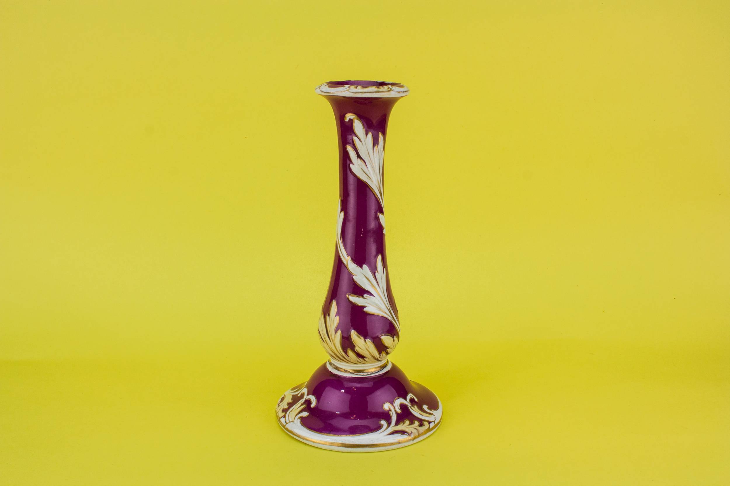 Medium Victorian Pottery — Crimson medium candlestick