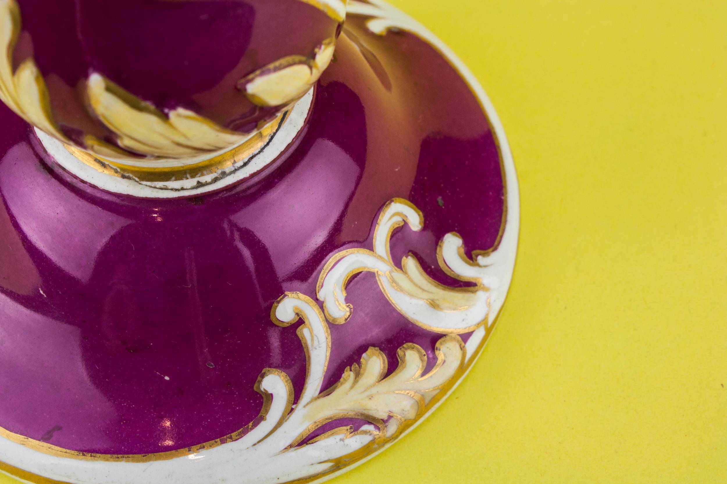 Medium Victorian Pottery — Crimson medium candlestick 1