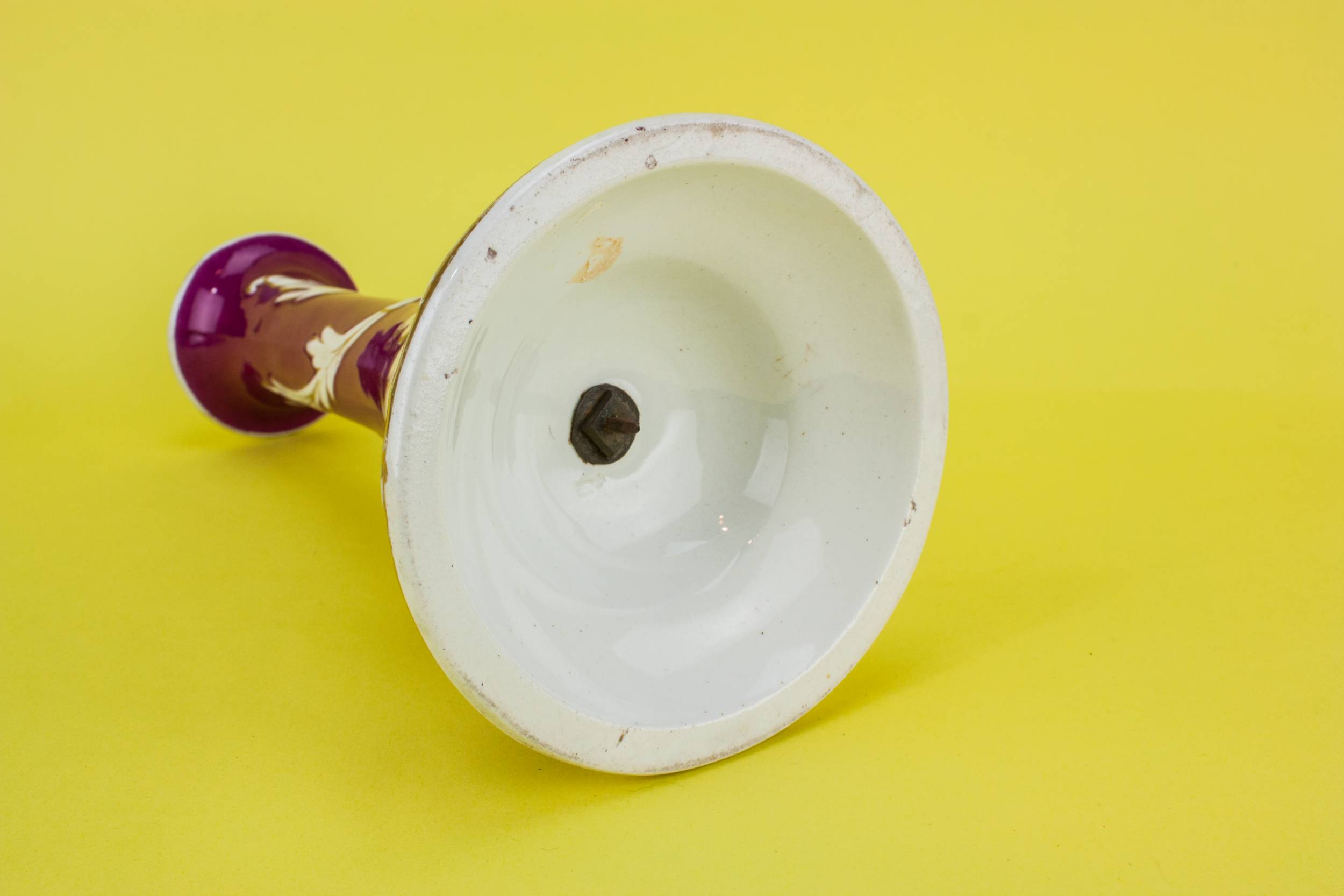 Medium Victorian Pottery — Crimson medium candlestick 2