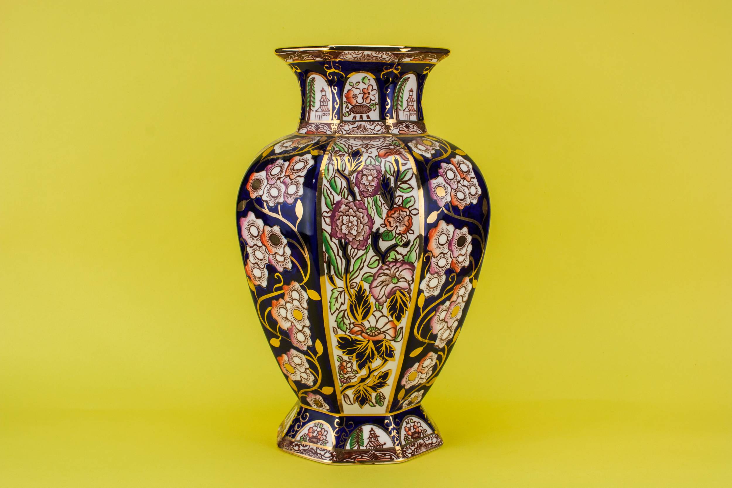 Vintage Tall VASE — Tall octagonal vase