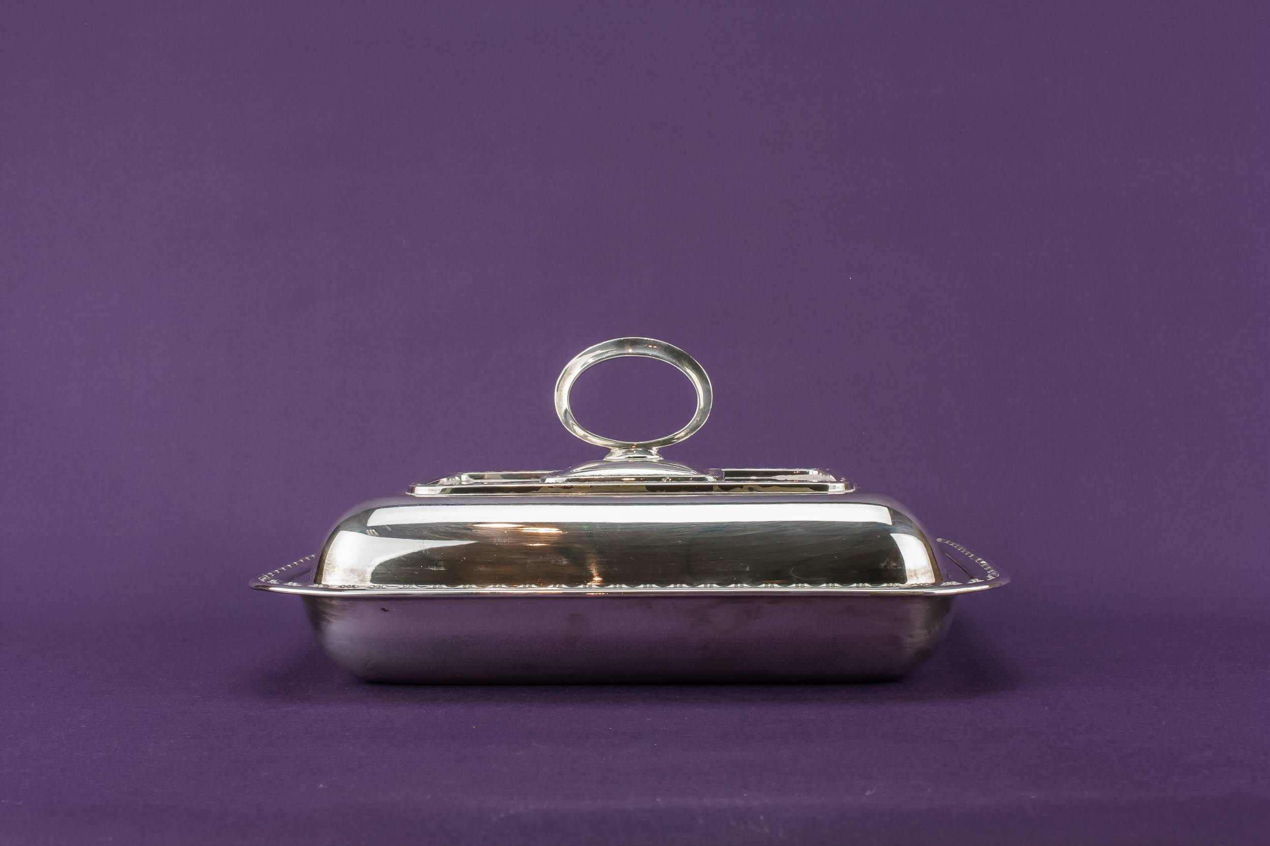 Neo-Classical Antique Serving — Silver plated bowl and lid
