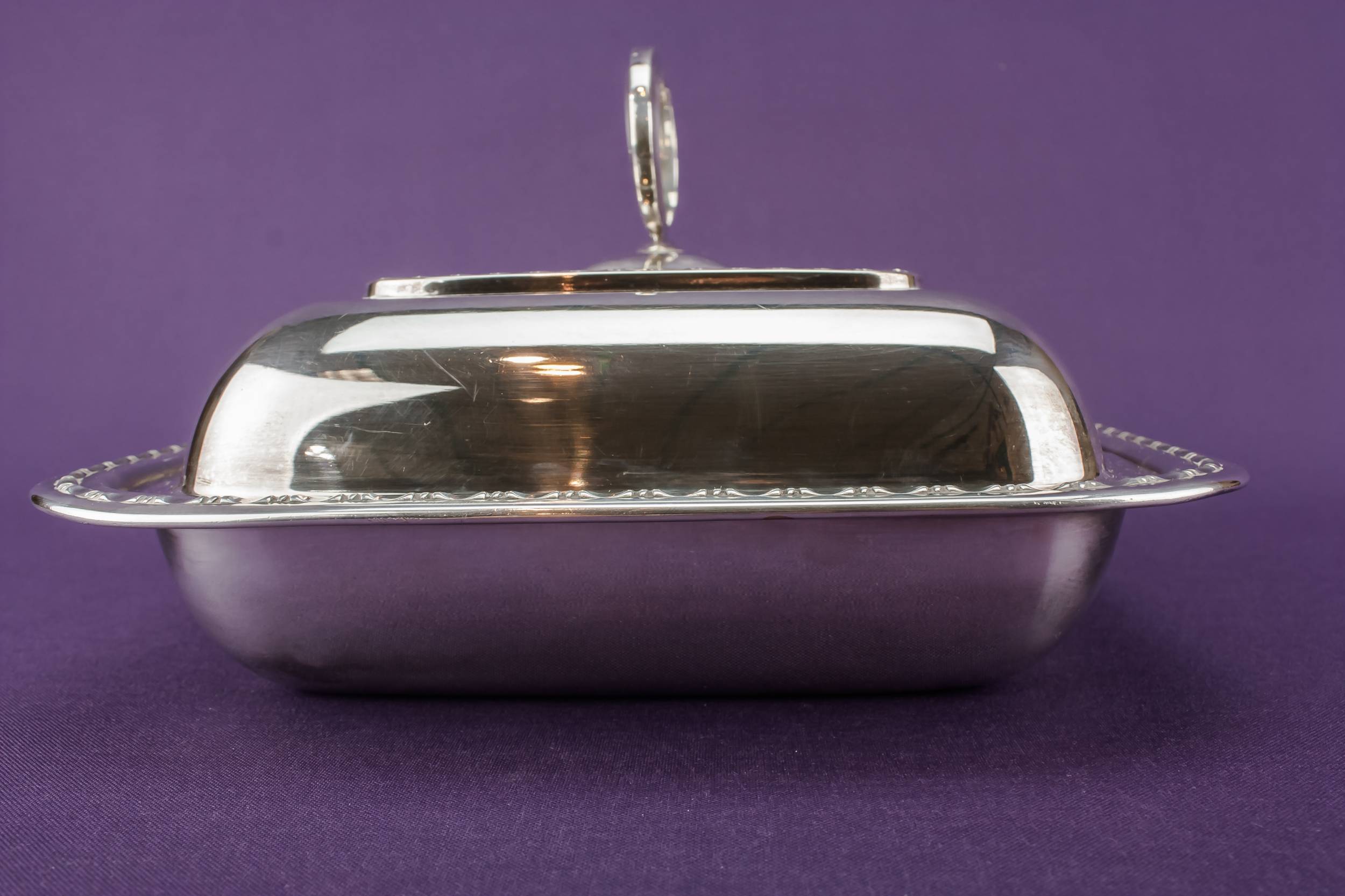 Neo-Classical Antique Serving — Silver plated bowl and lid 3