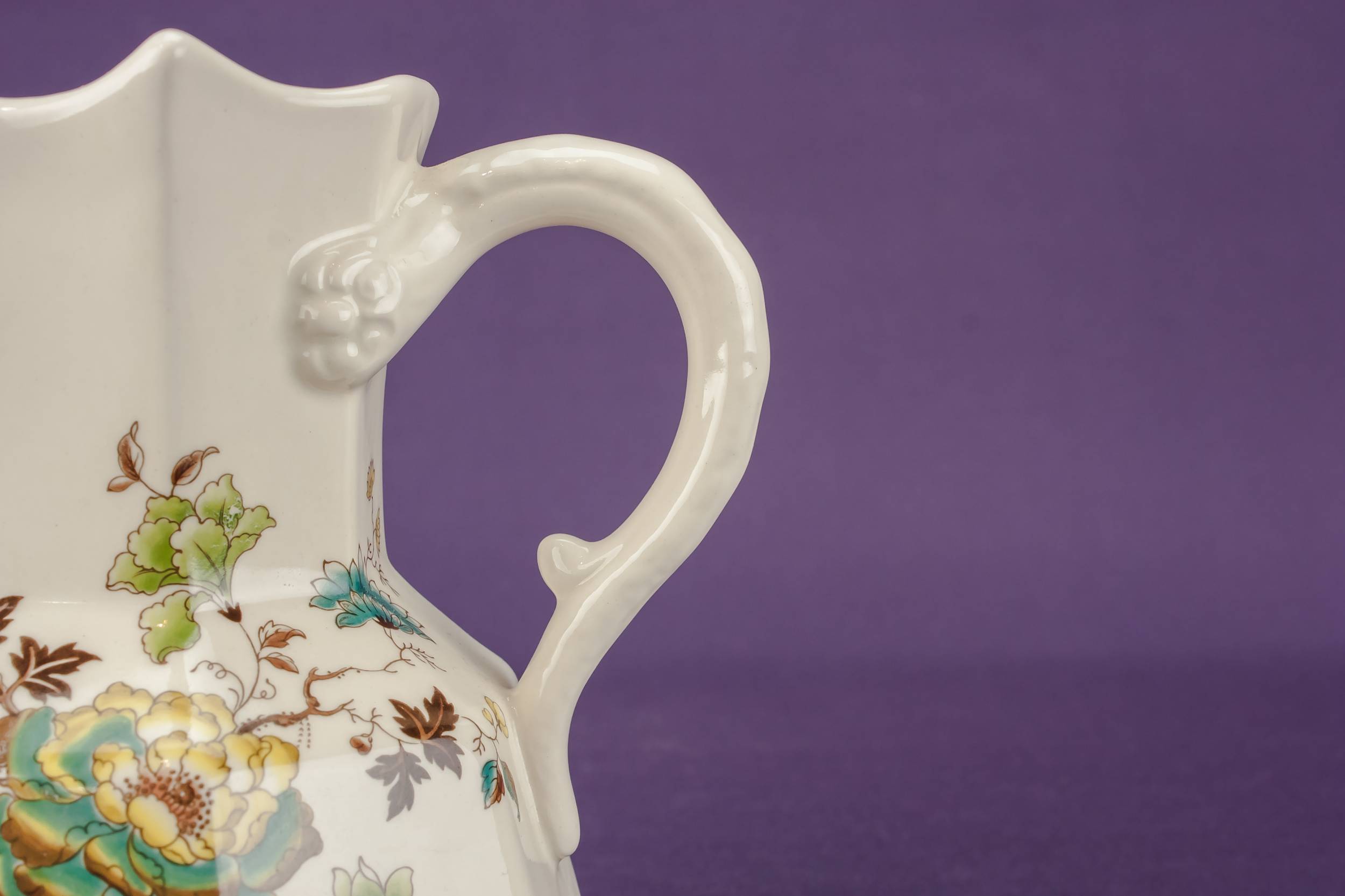 Striking Vintage Floral — Cream pottery jug 4