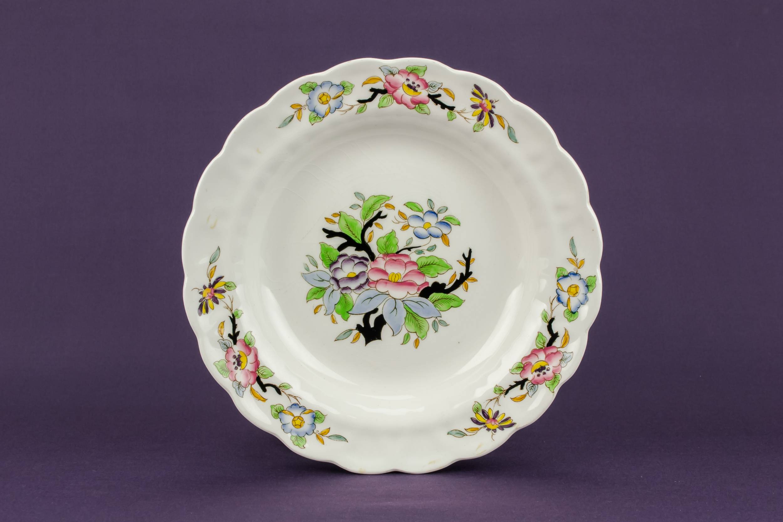 Vintage Pottery BOWLS — 6 floral pottery bowls