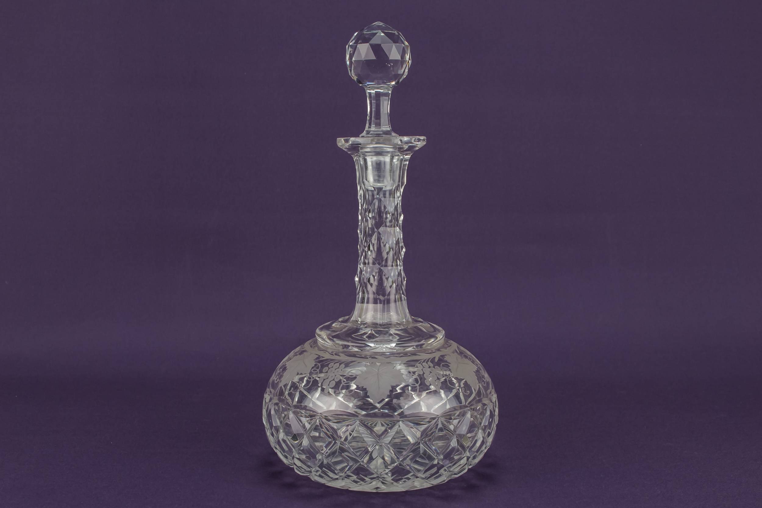 Cut Glass Crystal — Globular cut glass decanter