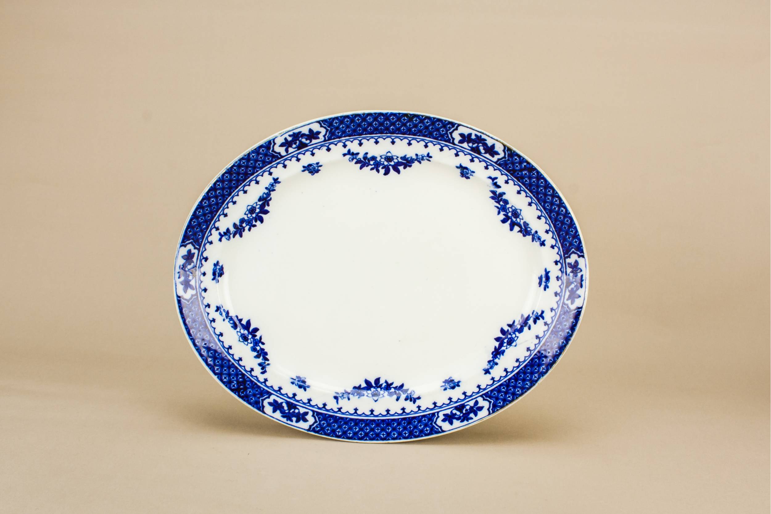 Vintage Neo-Classical Serving — Blue and white platter