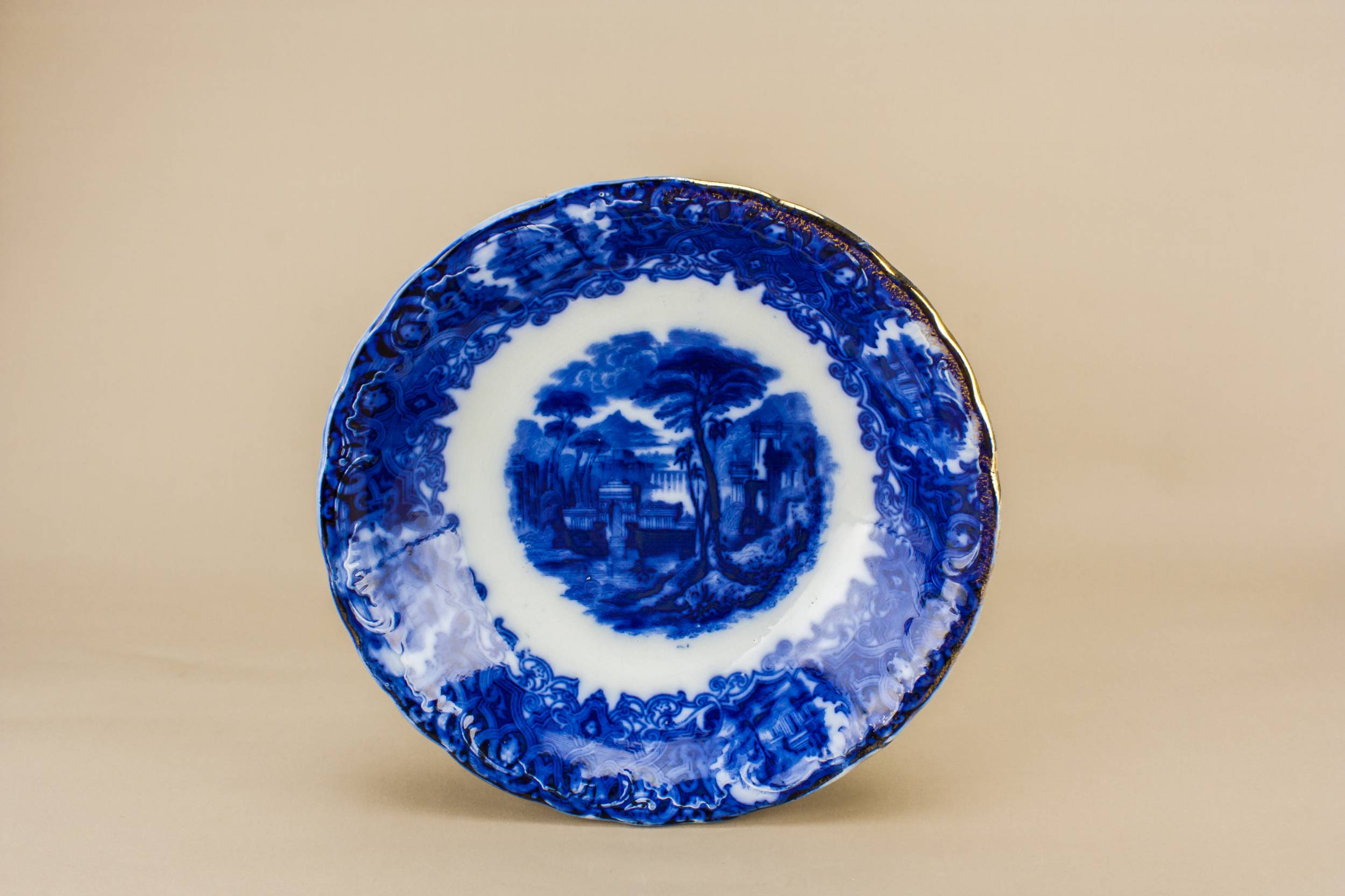 Antique Classical Old — Flow blue serving bowl