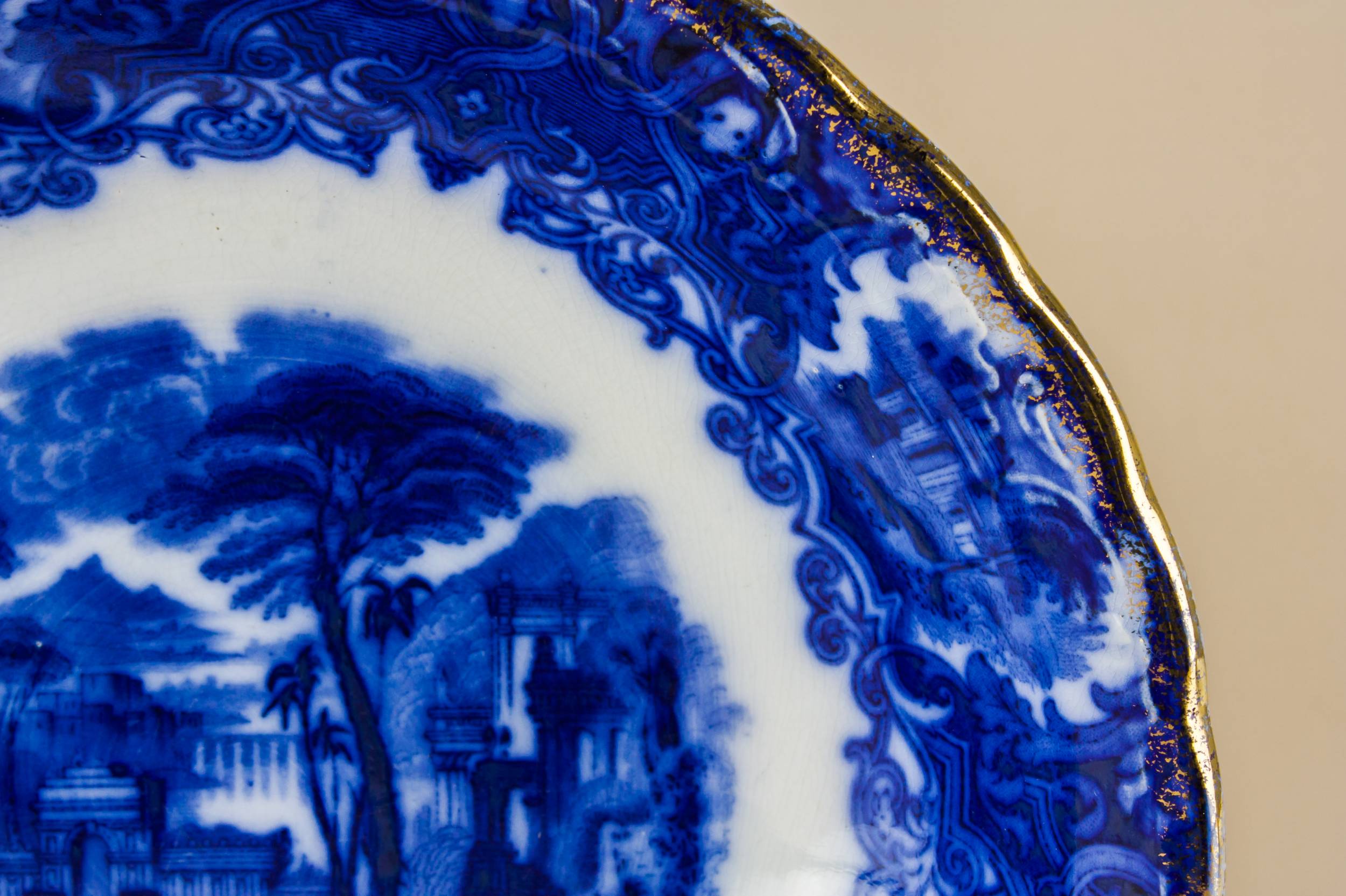 Antique Classical Old — Flow blue serving bowl 1
