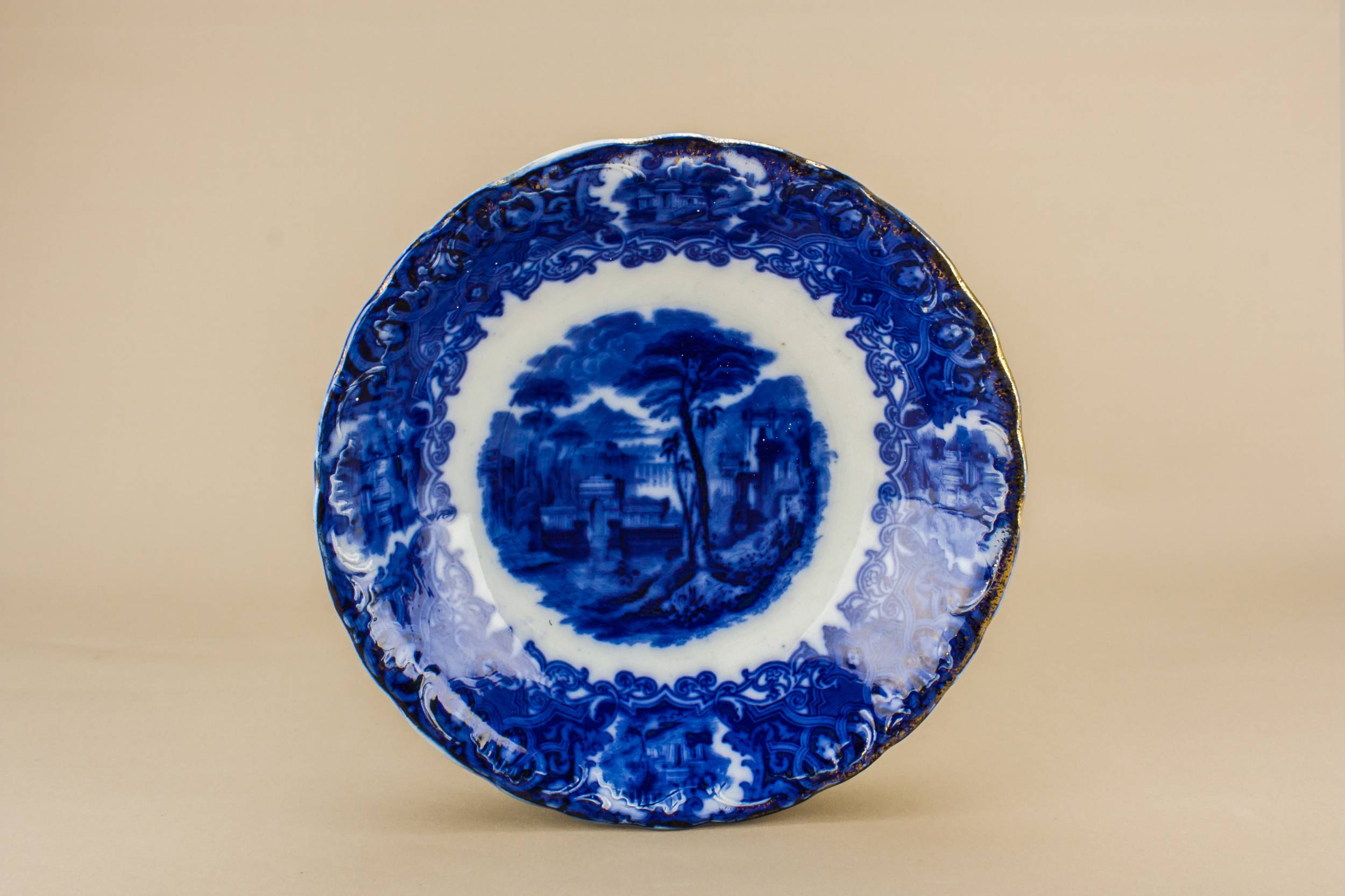 Victorian Antique Landscape — Victorian pottery serving bowl