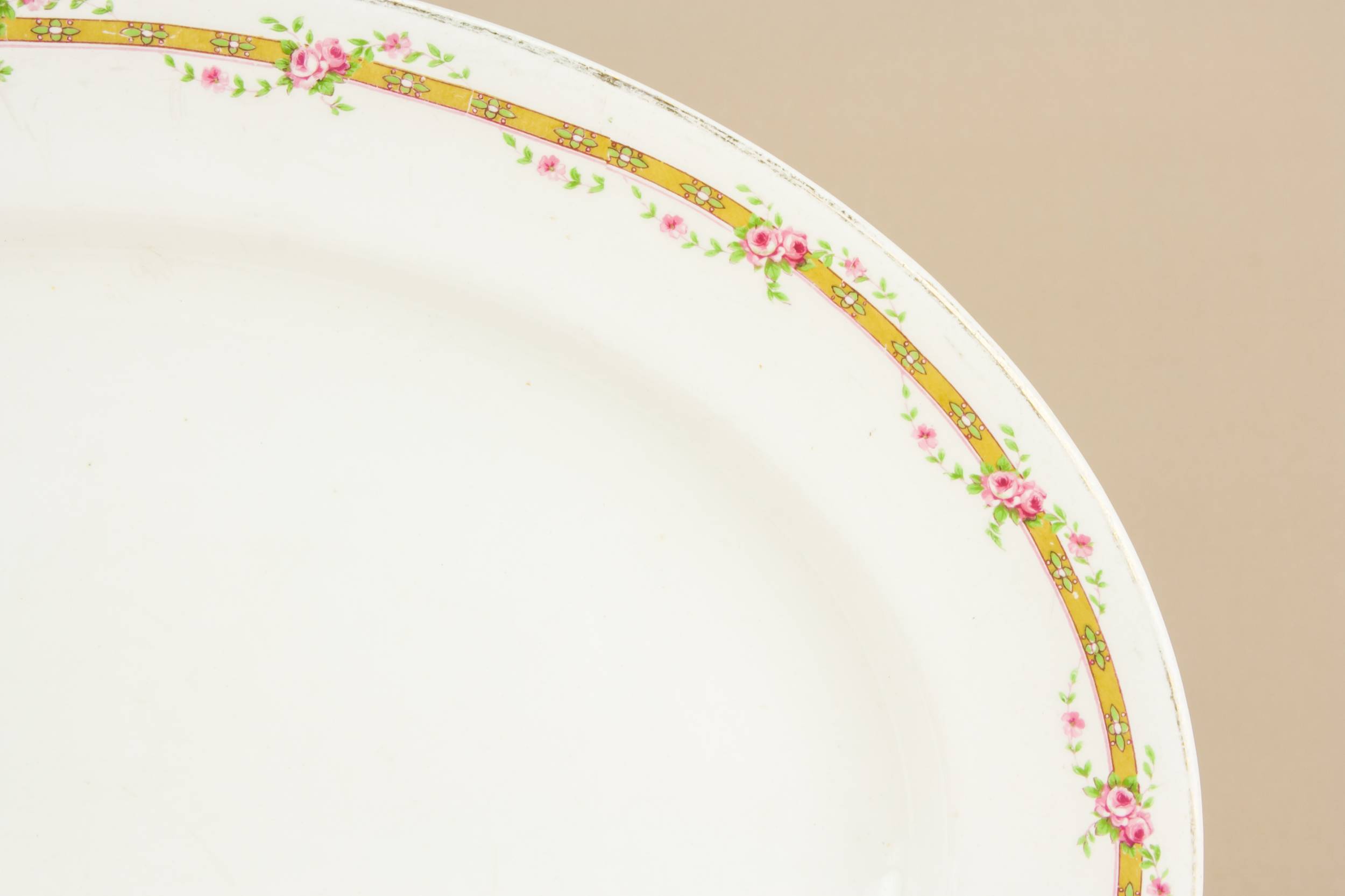 Rustic Pottery Wood — Pink floral serving platter 1