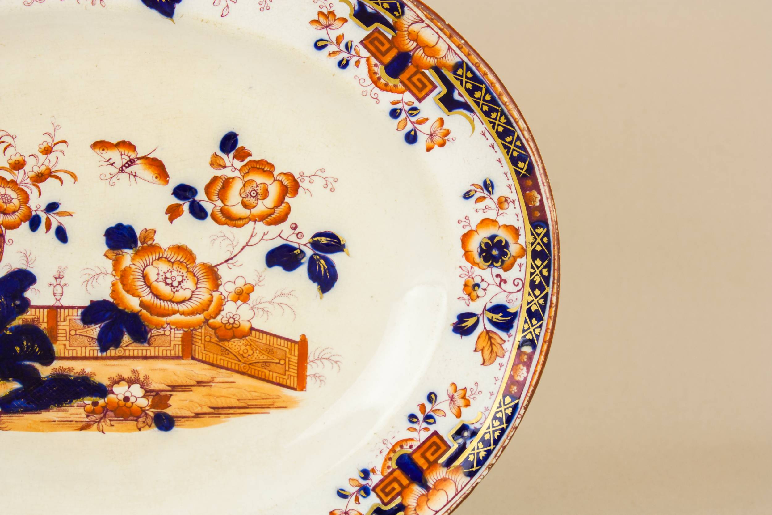 Antique Unusual Serving — High Victorian pottery platter 1