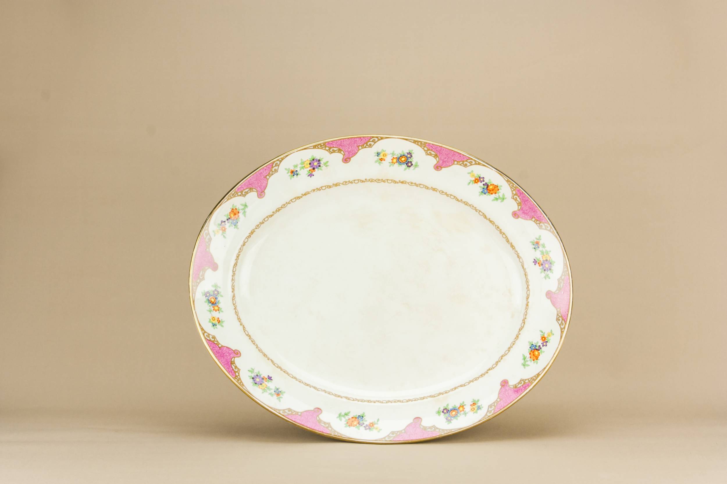 Elegant Neo-Classical Burgess — Large pink serving platter