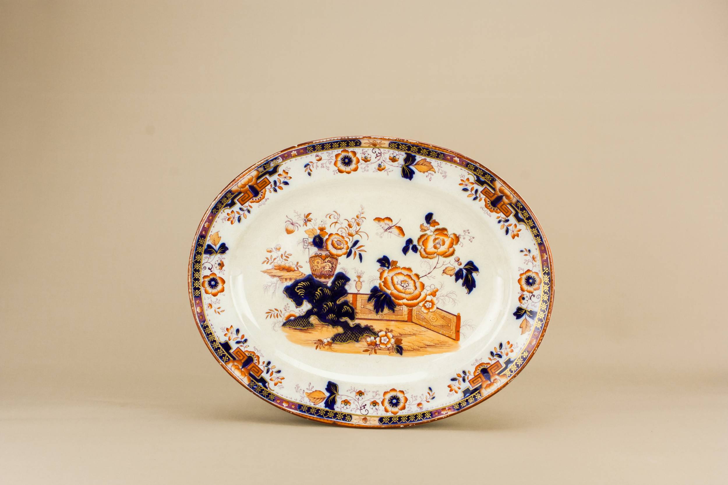 Spectacular Pottery Floral — High Victorian pottery platter
