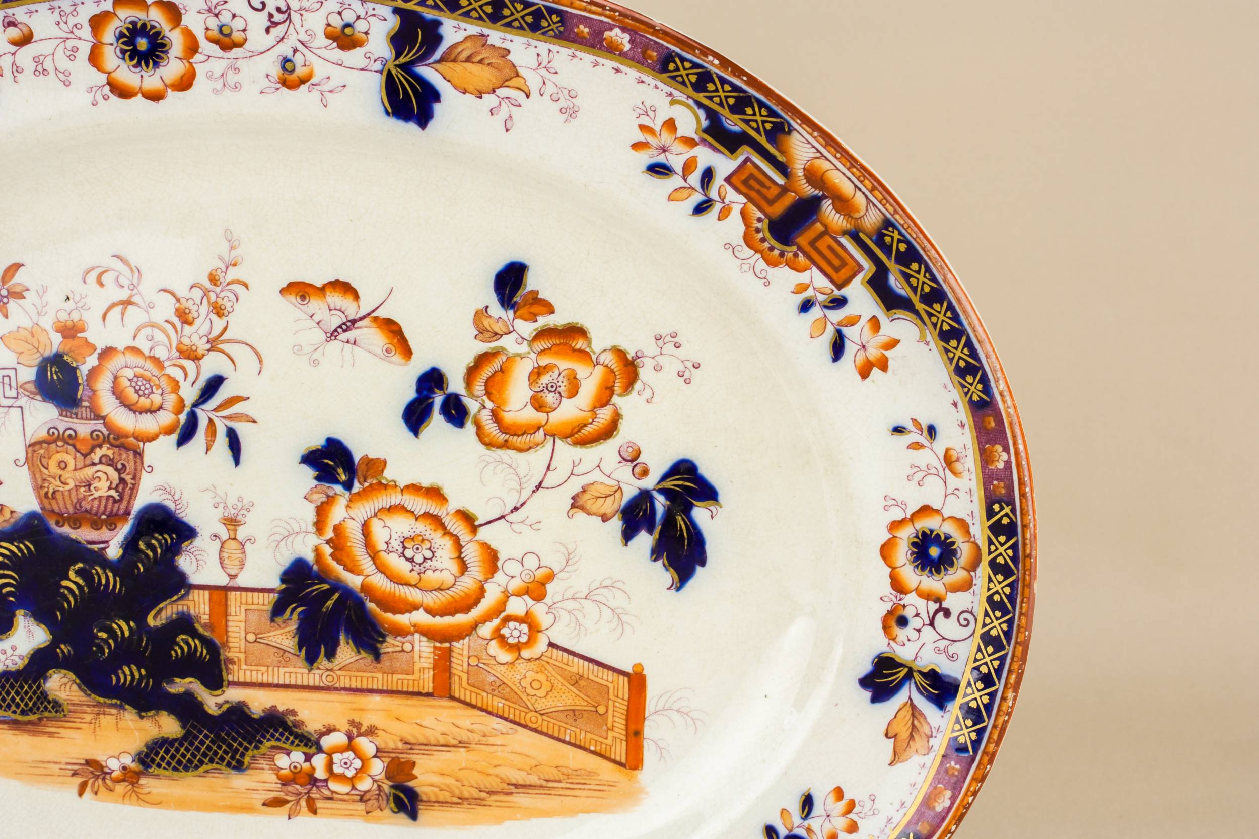 Spectacular Pottery Floral — High Victorian pottery platter 1