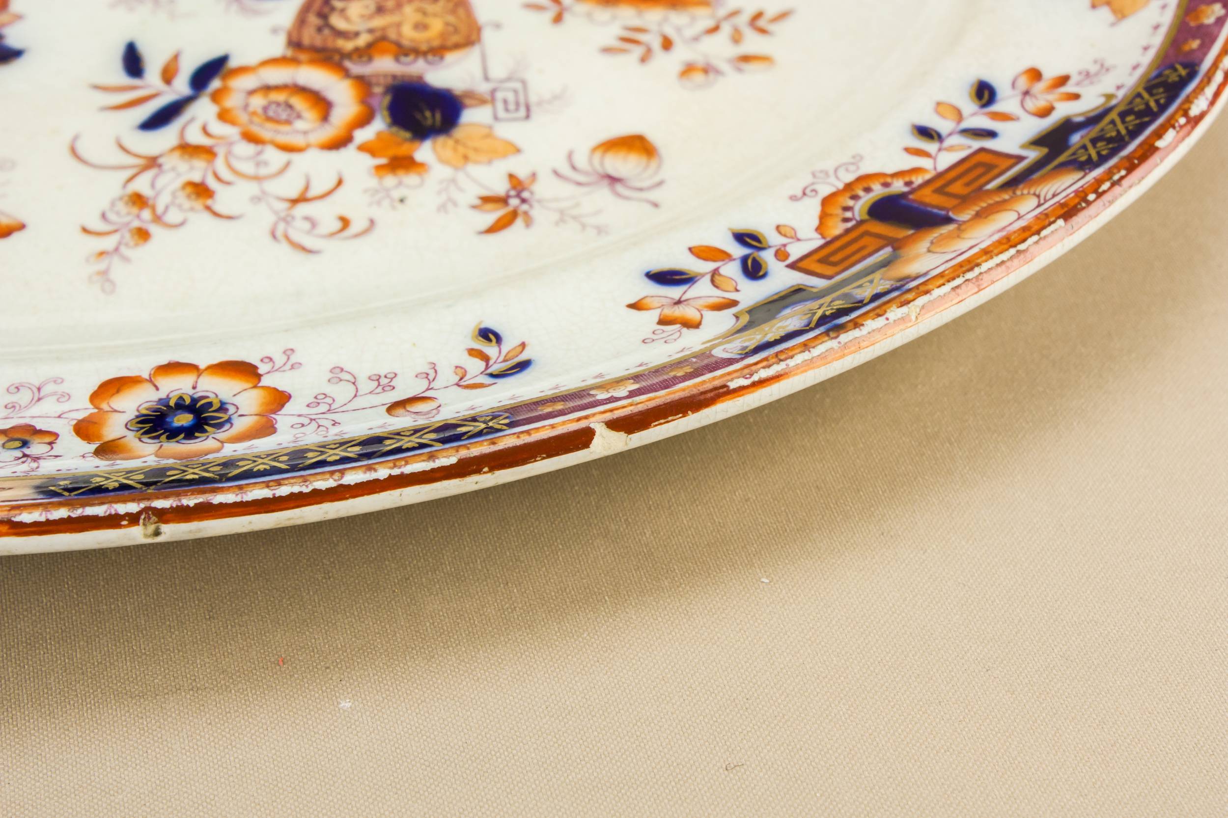 Spectacular Pottery Floral — High Victorian pottery platter 3