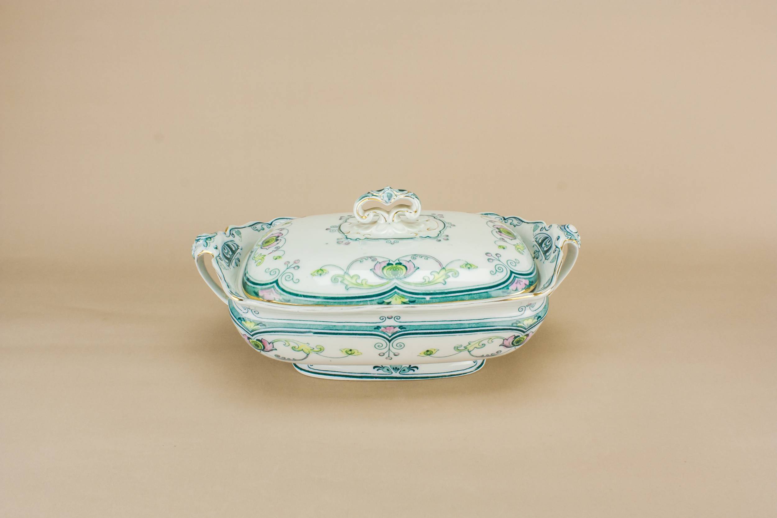 Spectacular Antique Floral — Art Nouveau bone china tureen