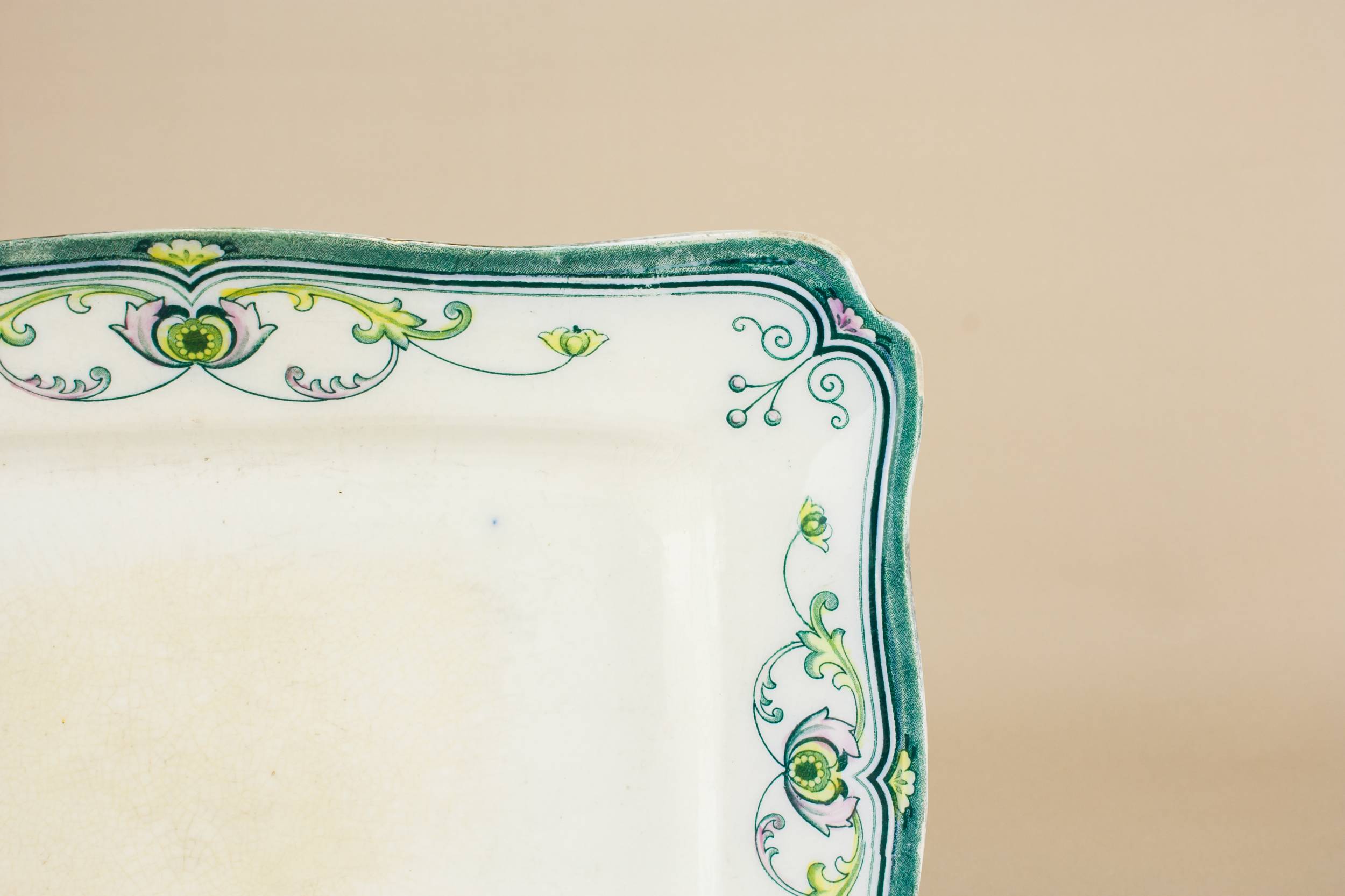 Beautiful Antique Serving — Art Nouveau pottery platter 1