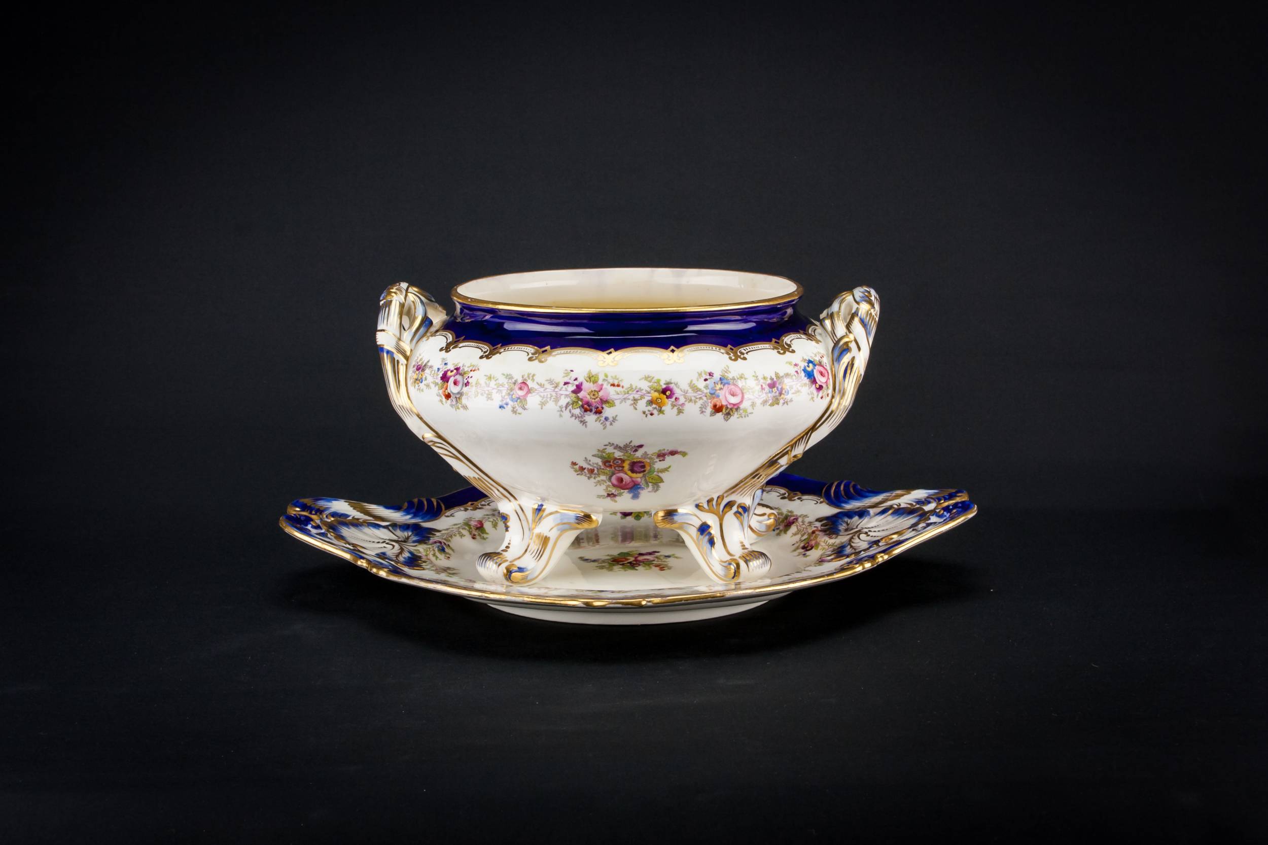Antique Blue And — Coalport porcelain planter