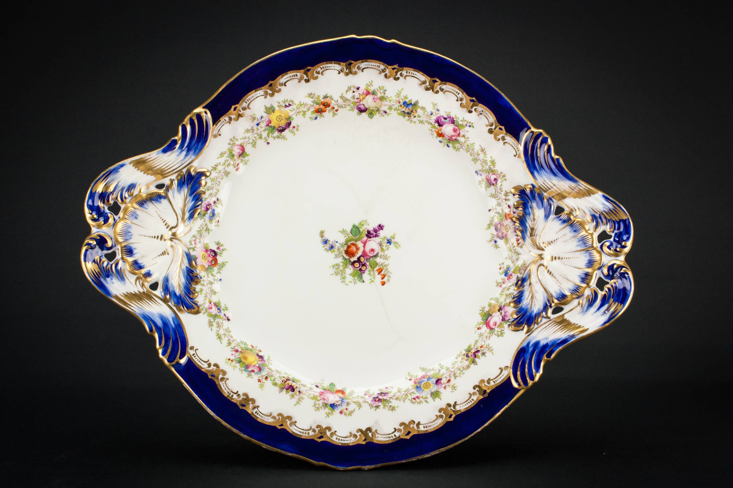 Antique Blue And — Coalport porcelain planter 1