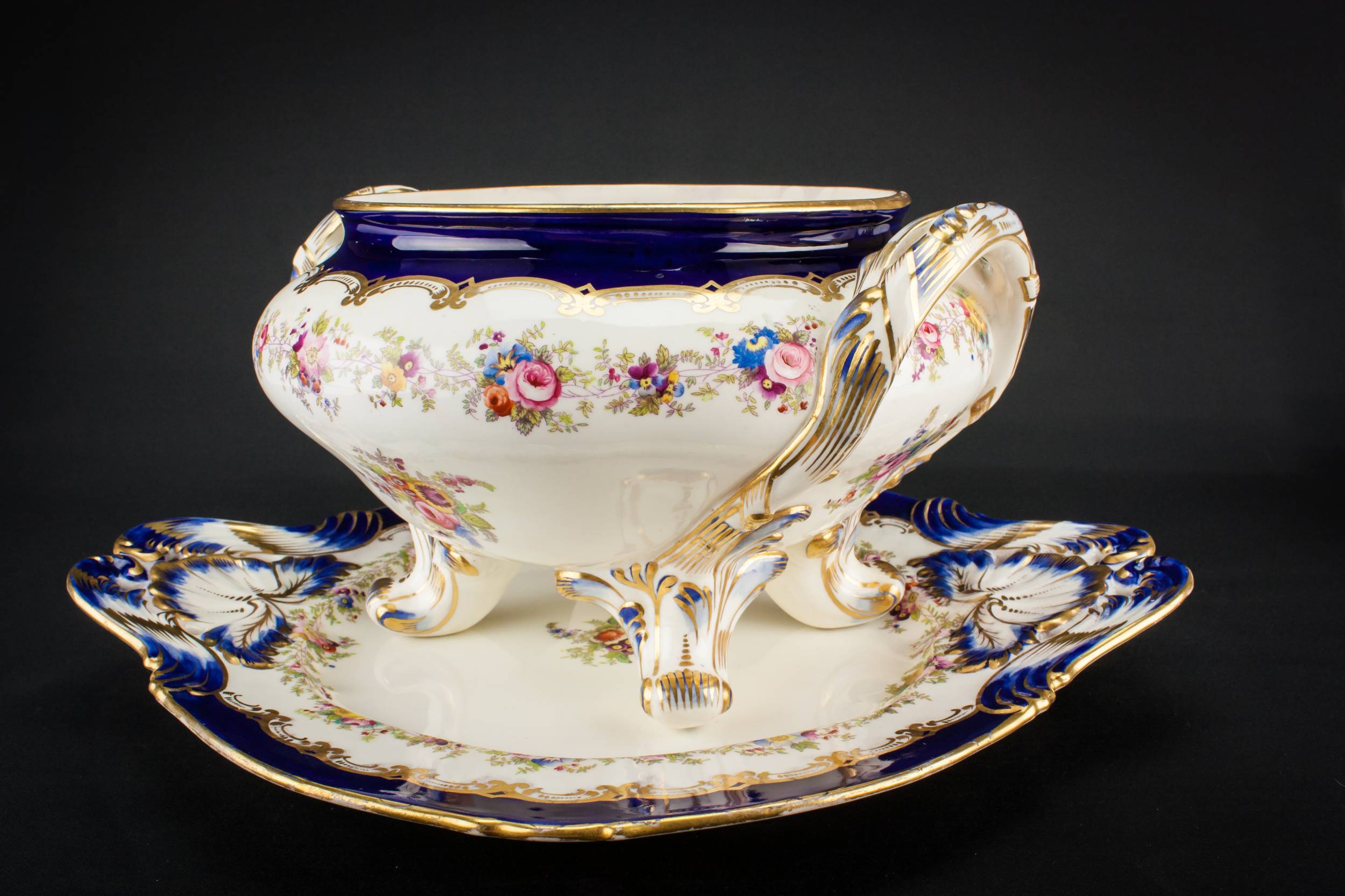 Antique Blue And — Coalport porcelain planter 4