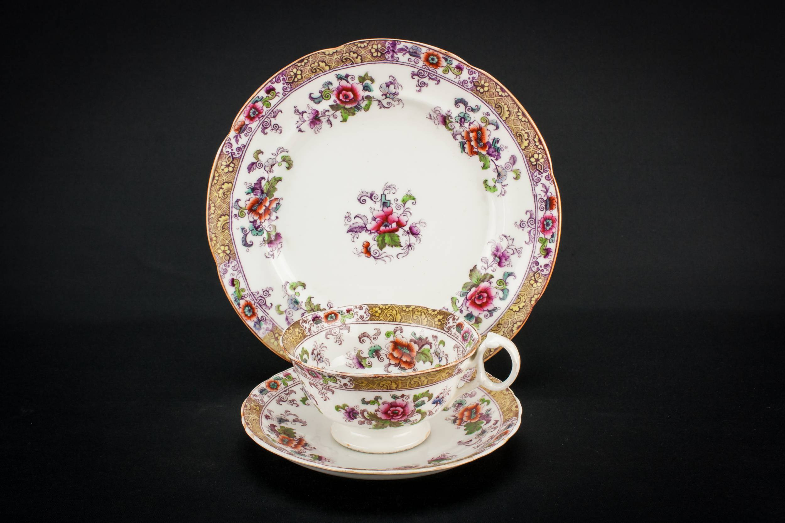 Persons Unusual Antique — Floral tea set for four