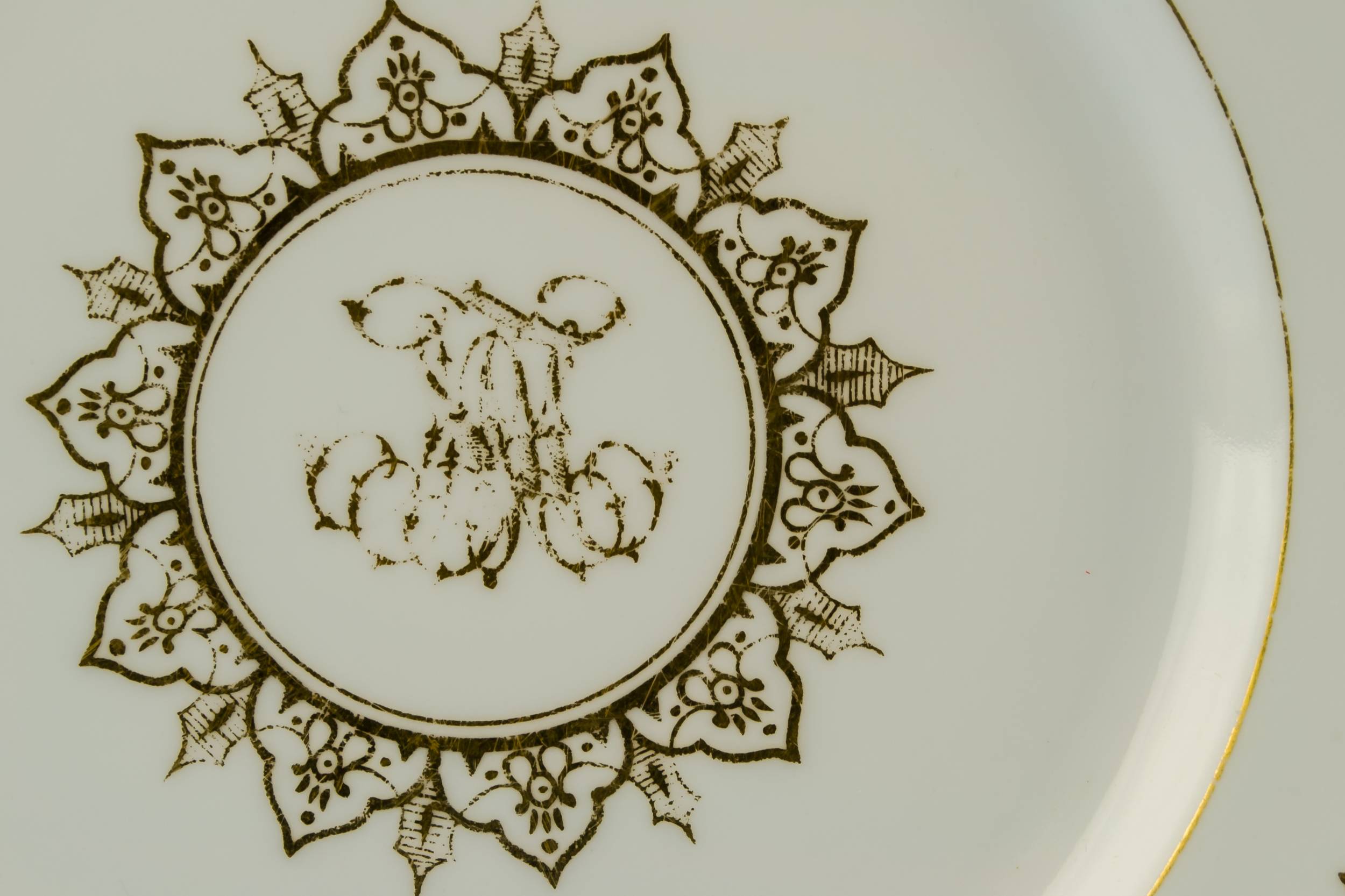 Antique Large Scrolls — 6 gilded dessert plates 2