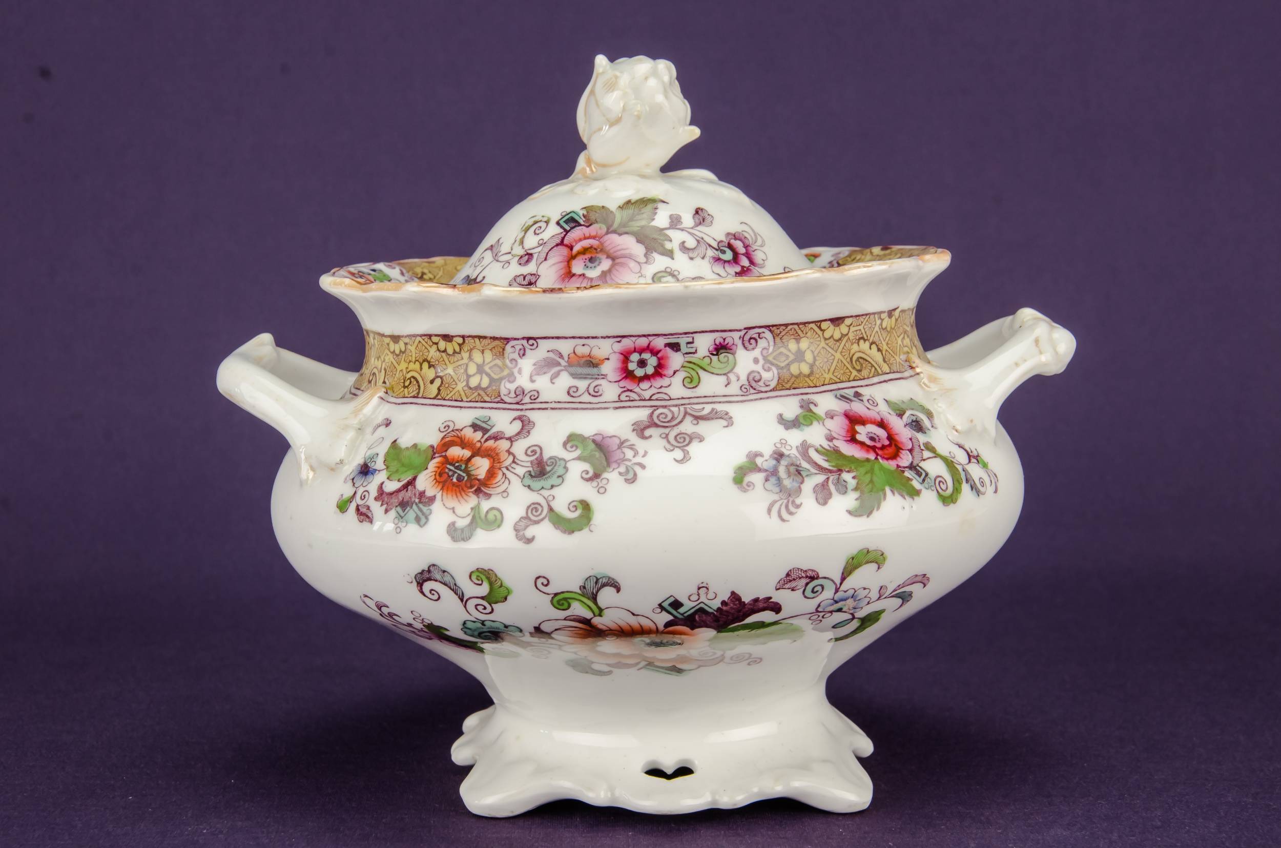 Antique Opulent Floral — Bone china sugar bowl 2