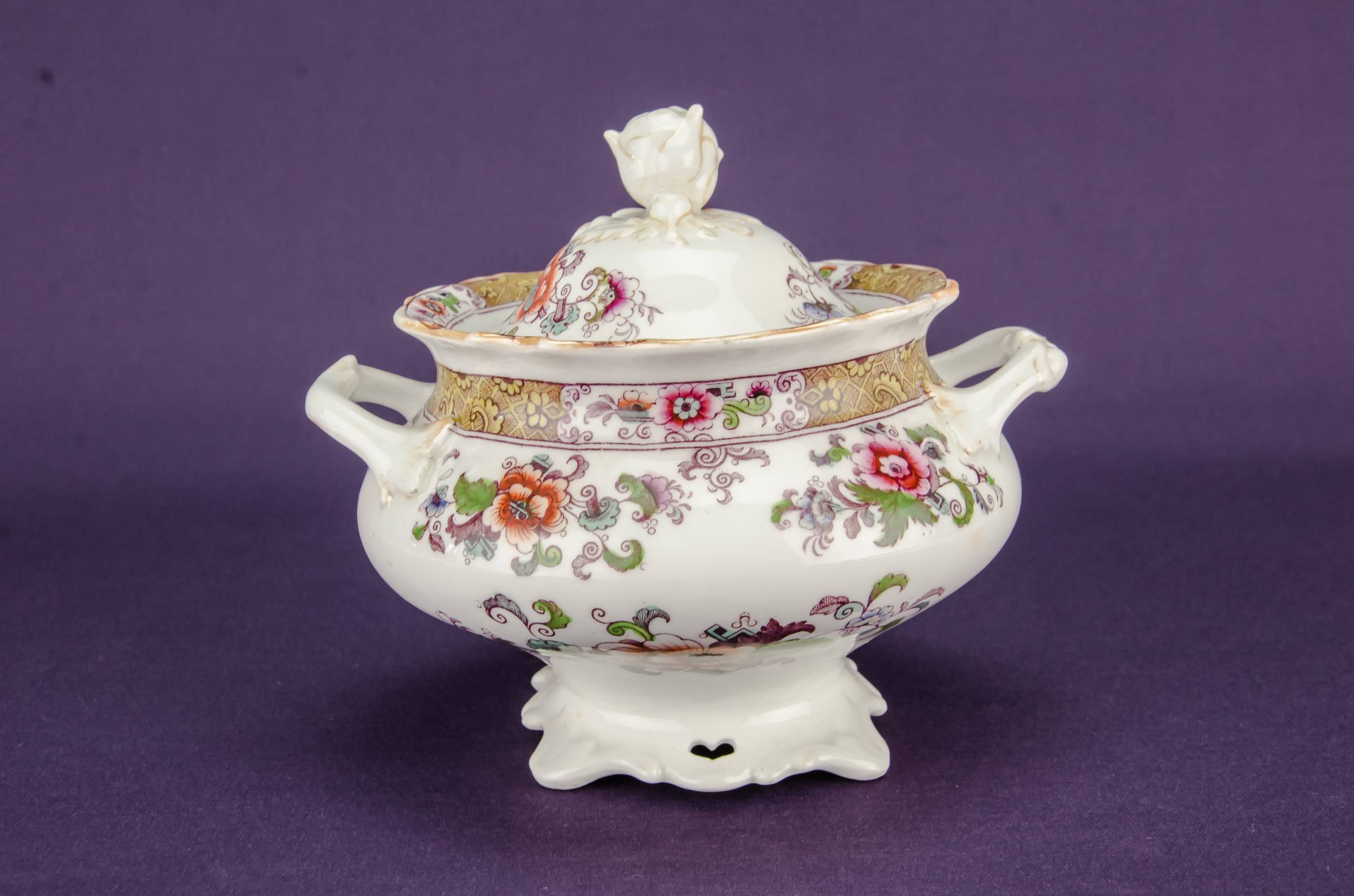 Antique Opulent Floral — Bone china sugar bowl