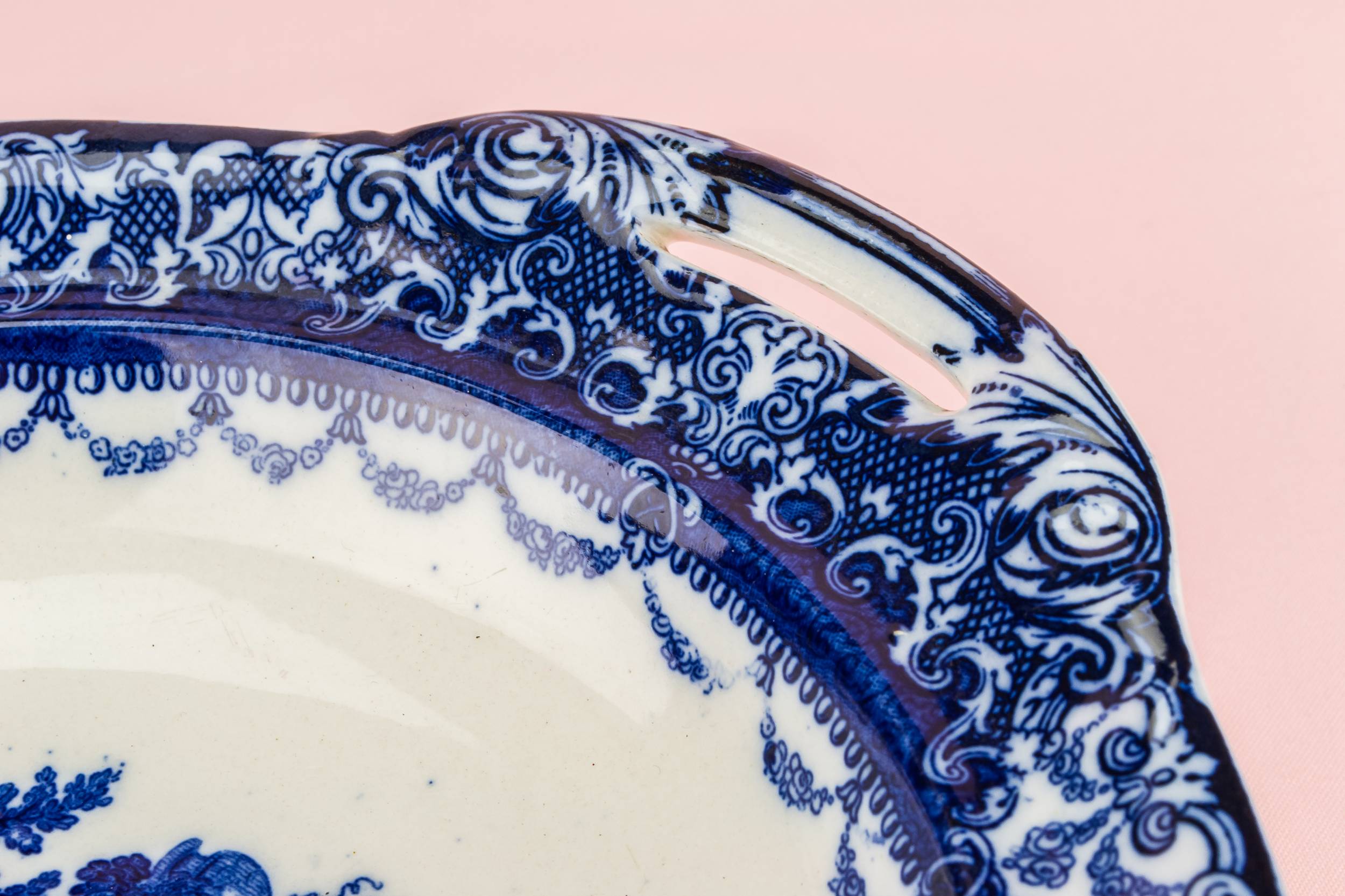 Attractive Antique Watteau — Doulton stoneware serving bowl 2