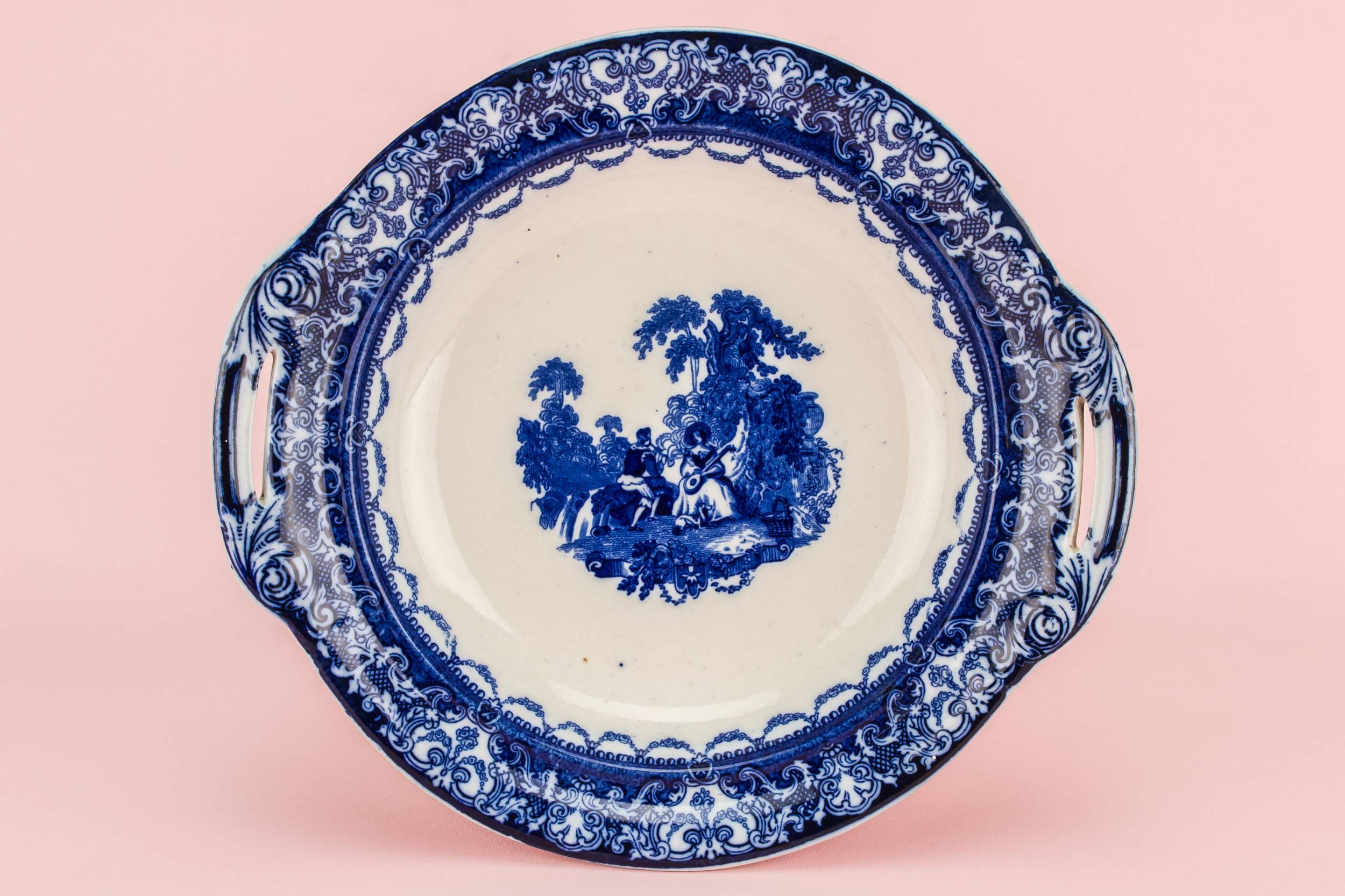 Attractive Antique Watteau — Doulton stoneware serving bowl 3