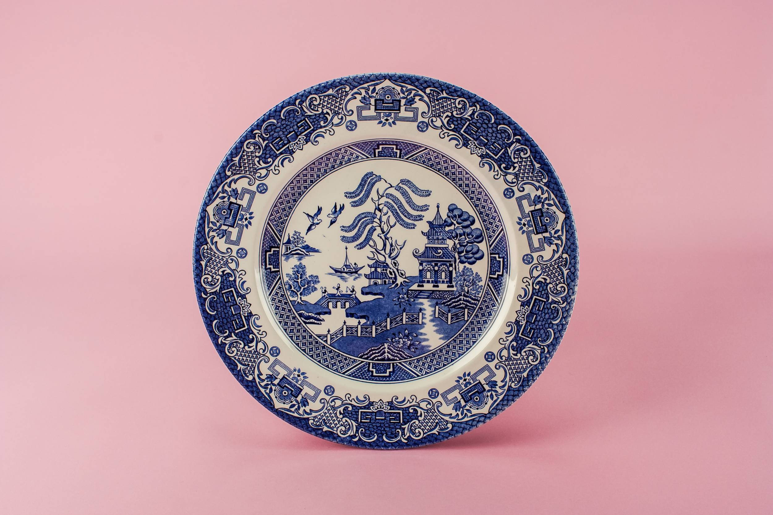 Spectacular Ironstone DINNER — 6 blue and white dinner plates