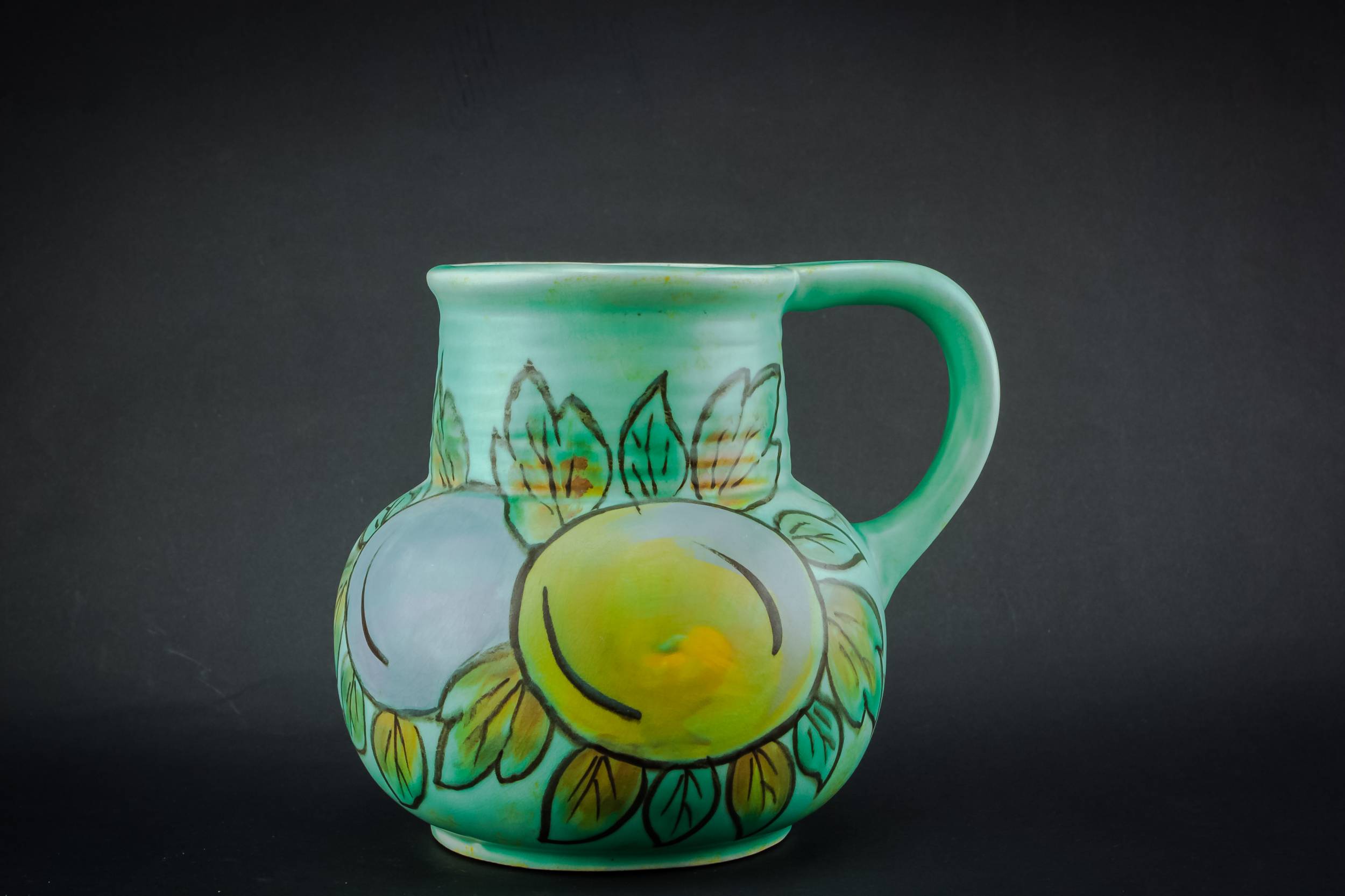 Pottery Vintage Medium — Green painted jug