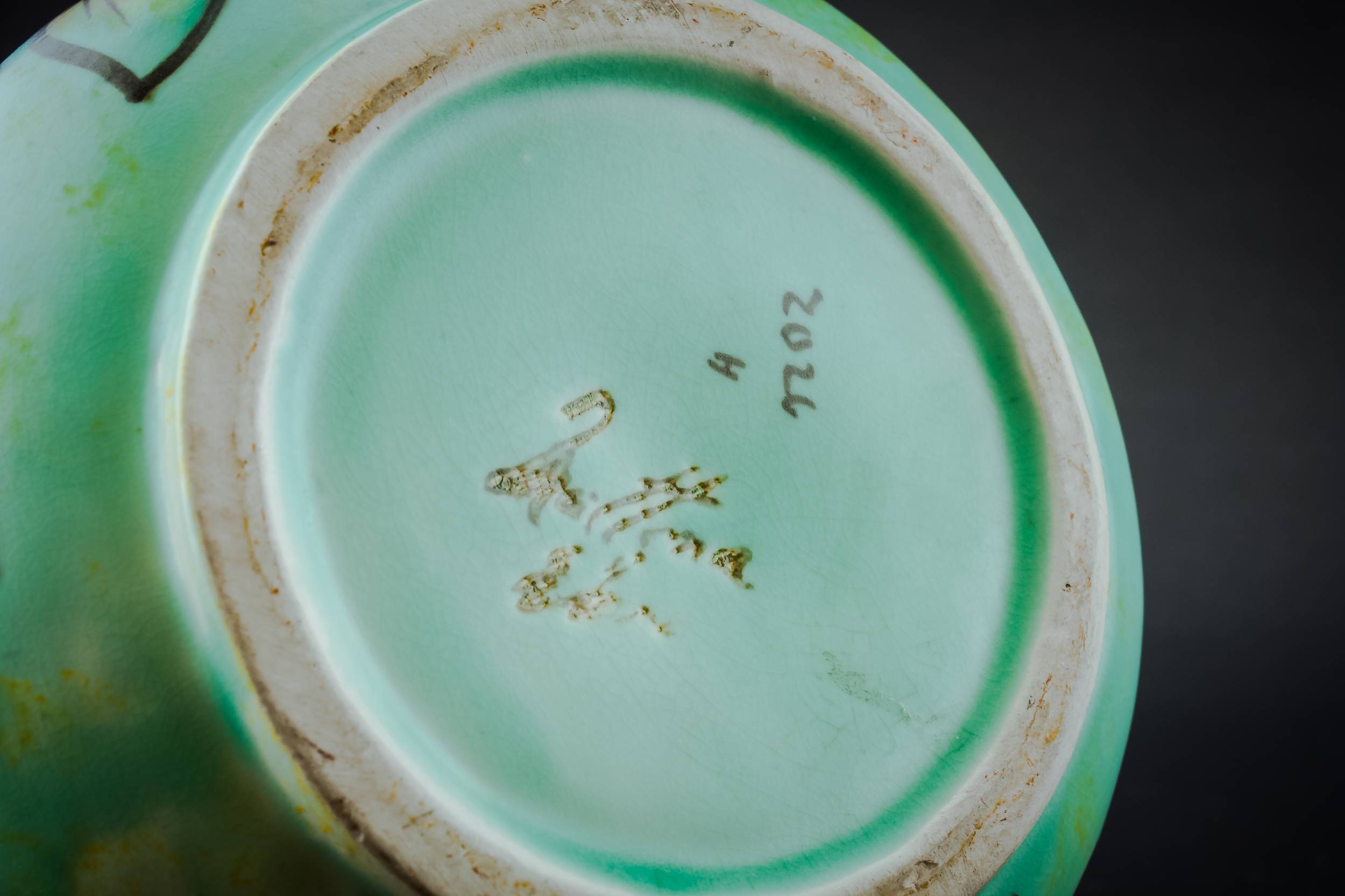 Pottery Vintage Medium — Green painted jug 3